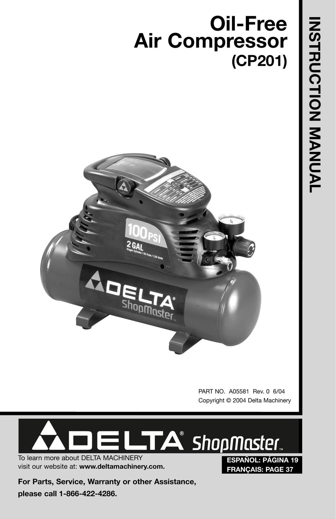 Delta A05581 Air Compressor User Manual