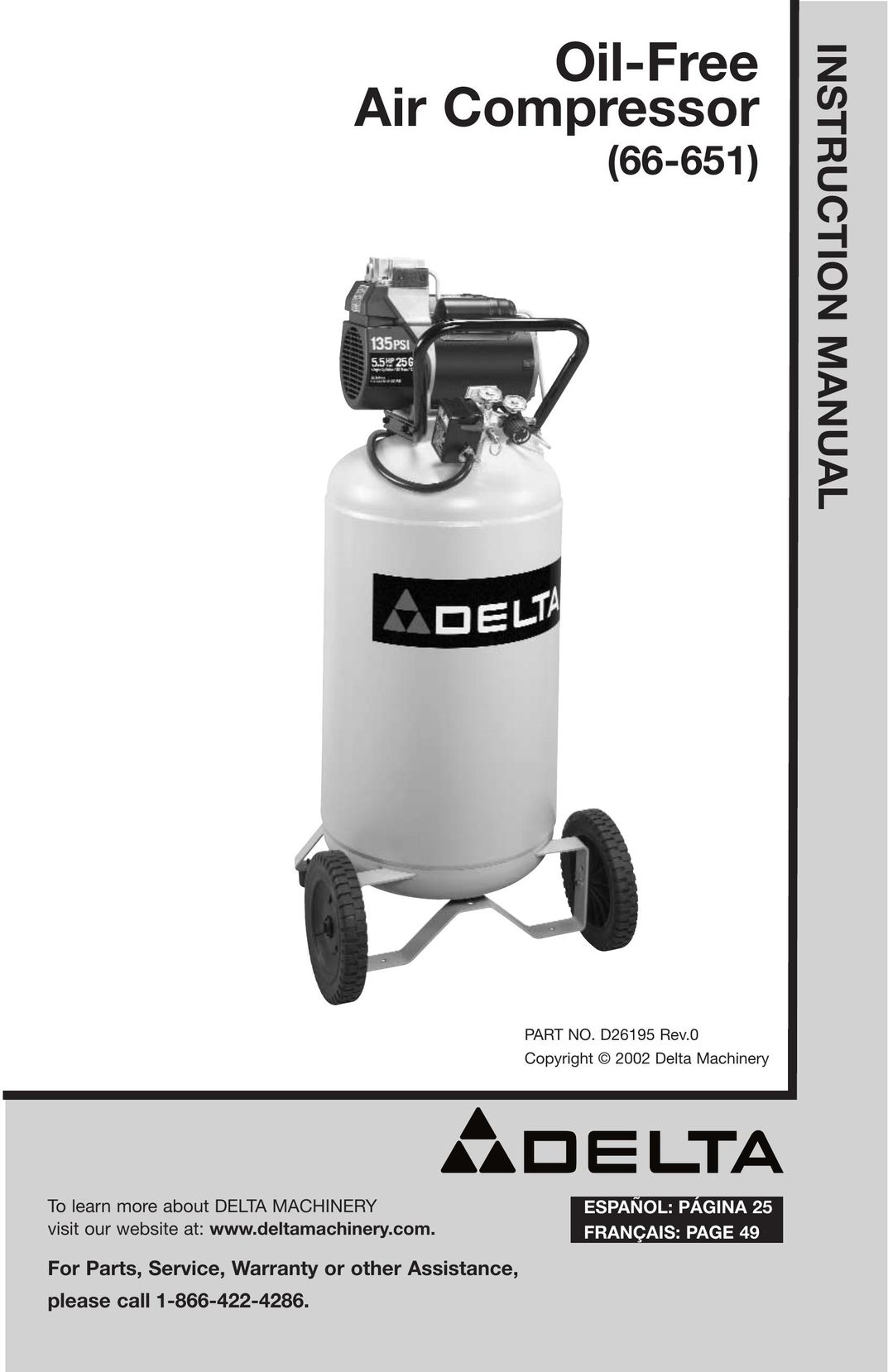 DeWalt 66-651 Air Compressor User Manual