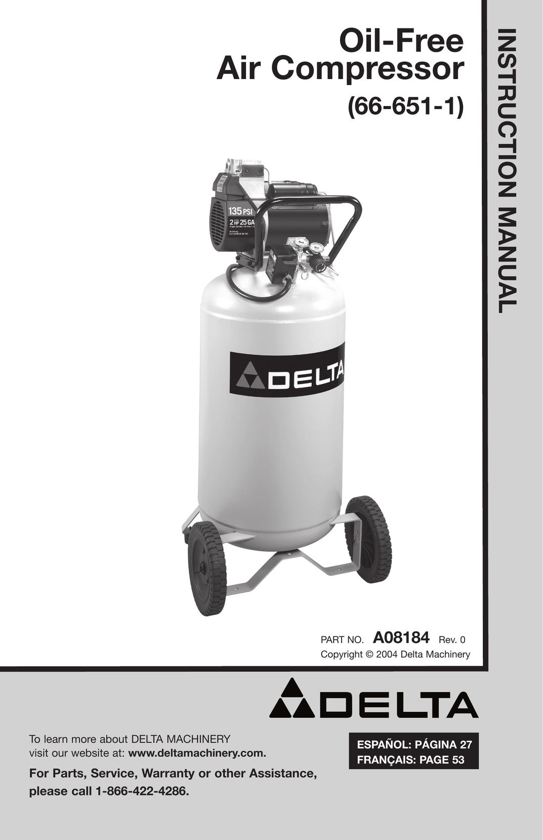 DeWalt A08184 Air Compressor User Manual