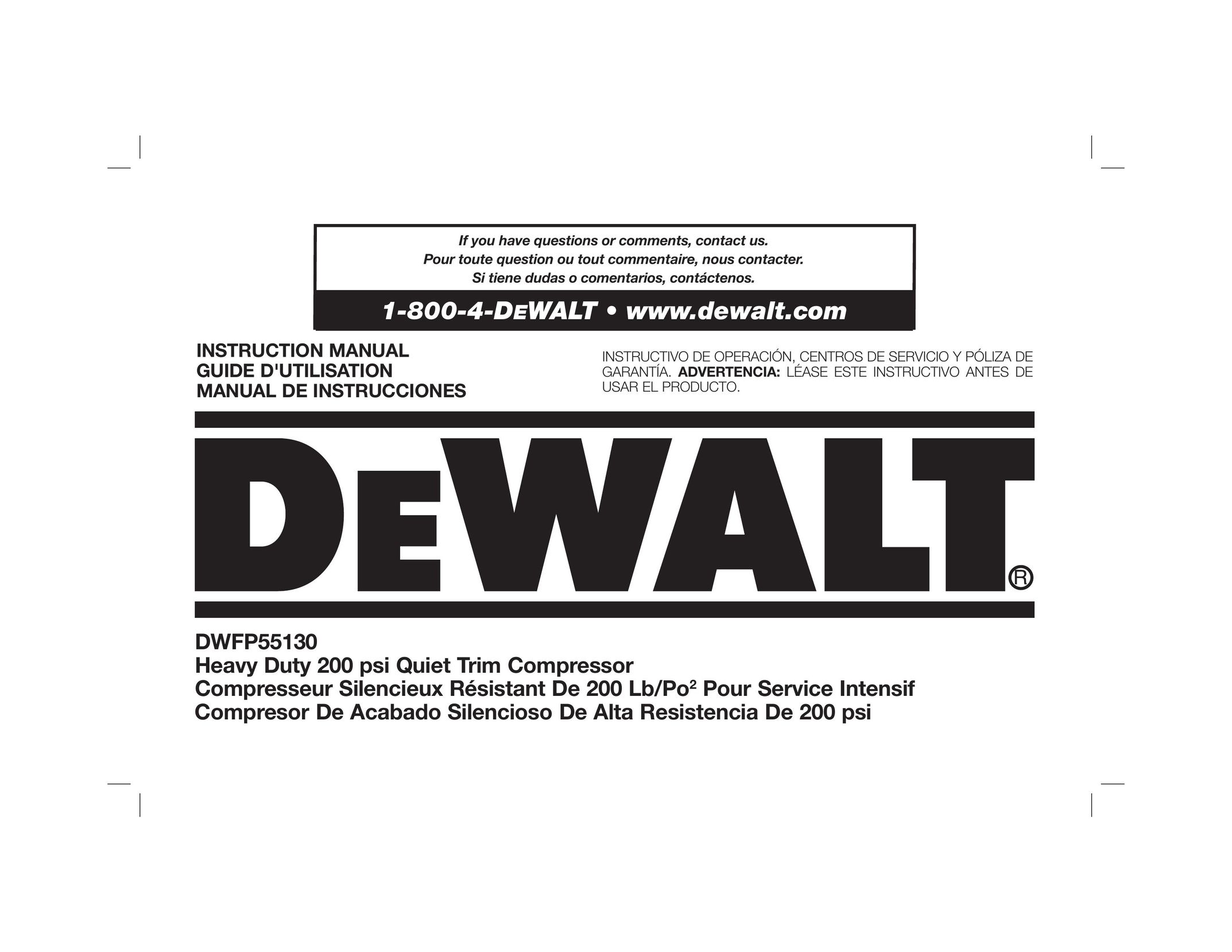 DeWalt DWFP55130 Air Compressor User Manual