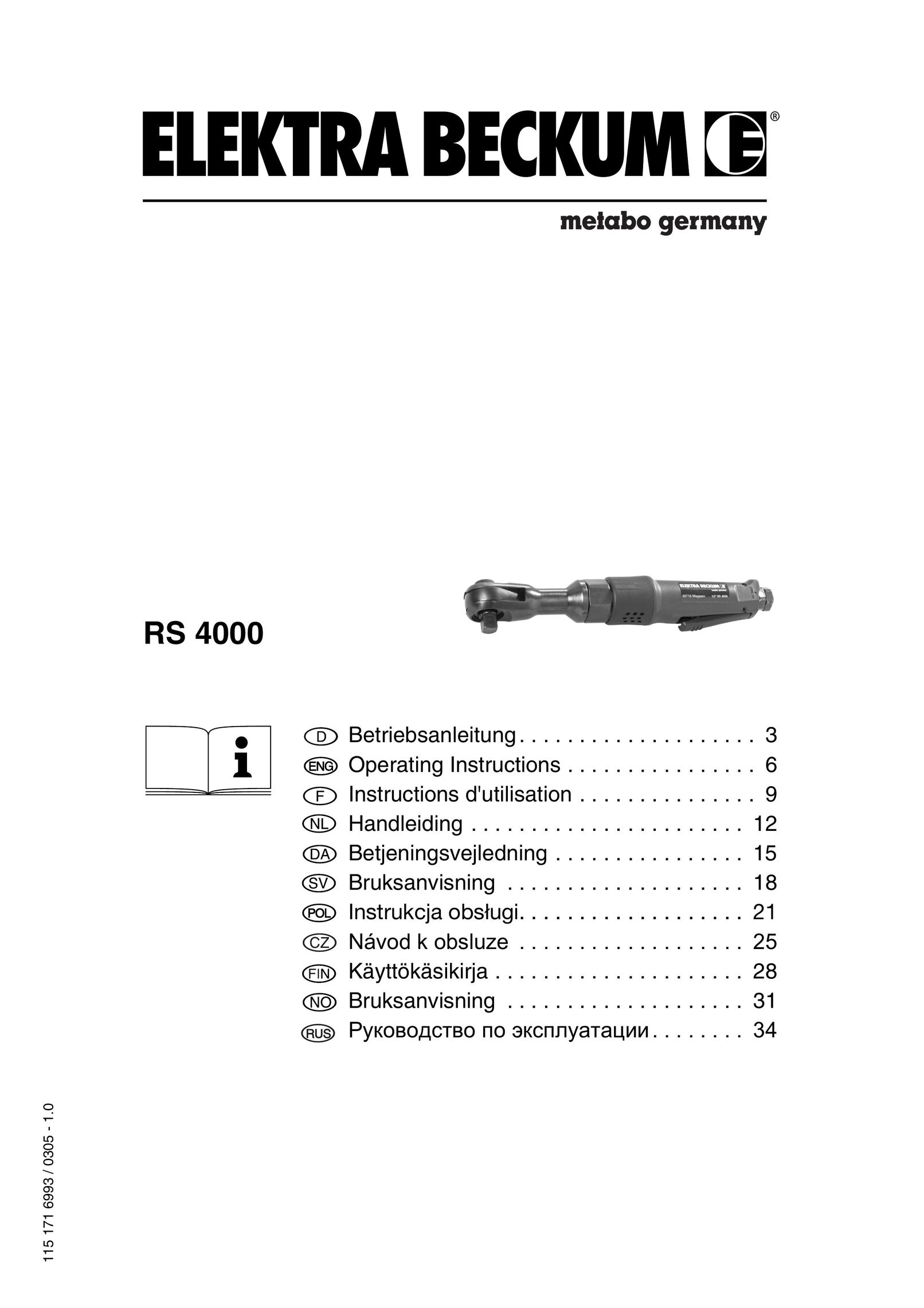 Elektra Beckum RS 4000 Air Compressor User Manual