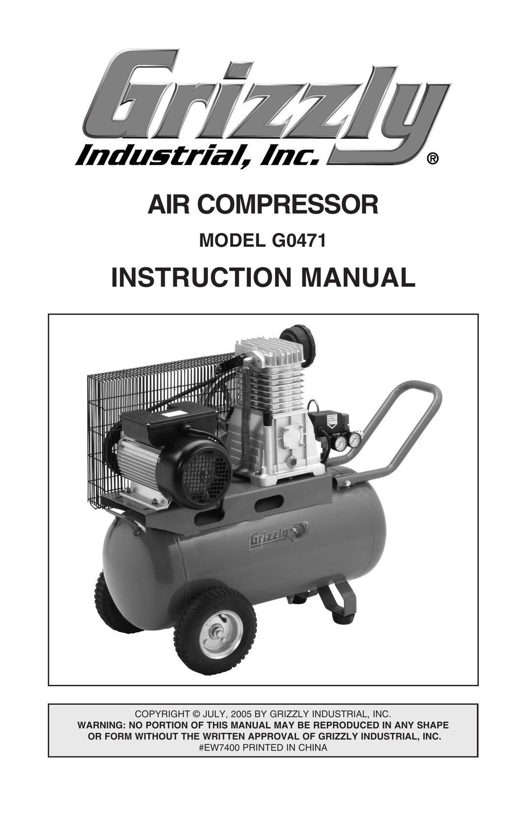 Grizzly G0471 Air Compressor User Manual