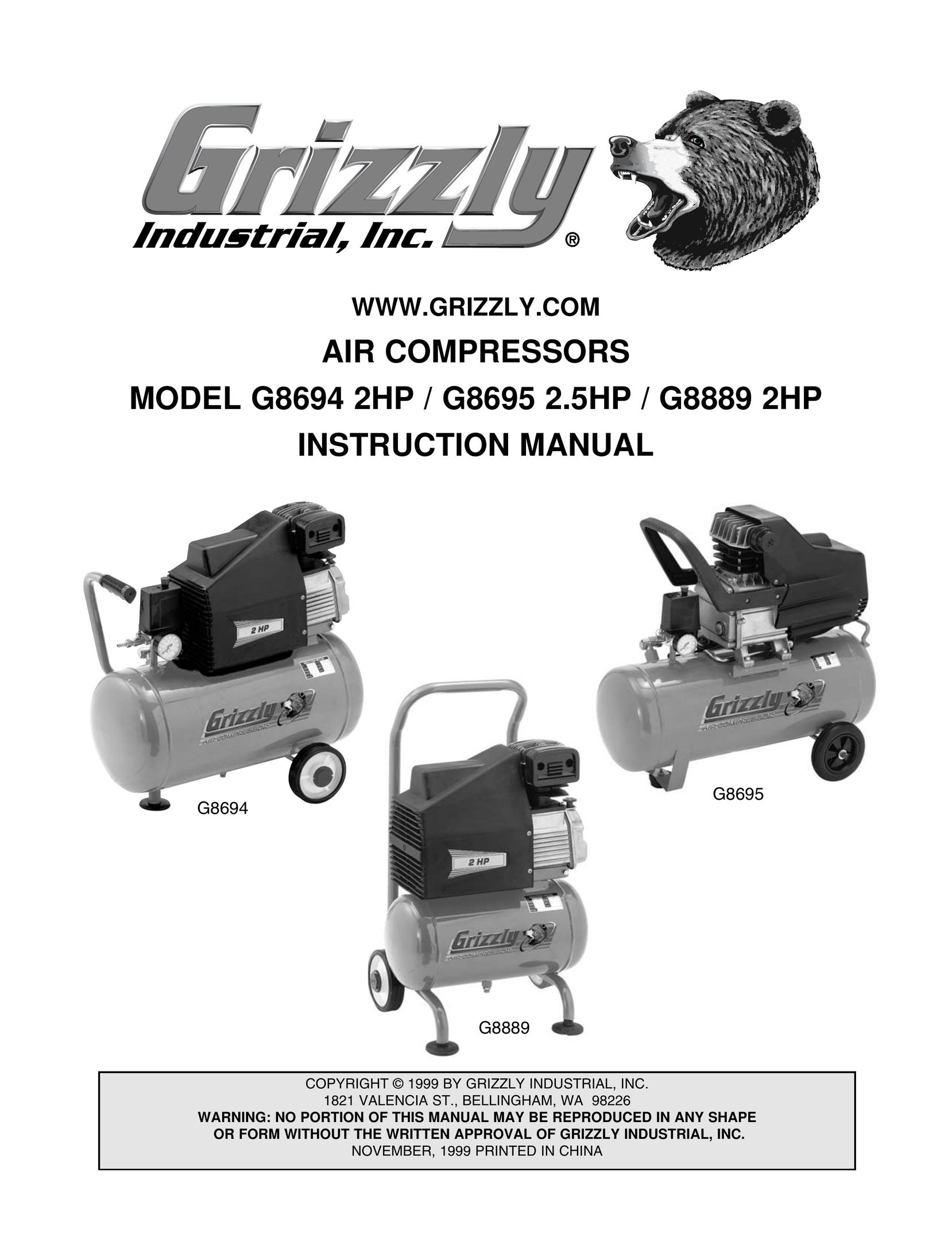 Grizzly G8695 Air Compressor User Manual