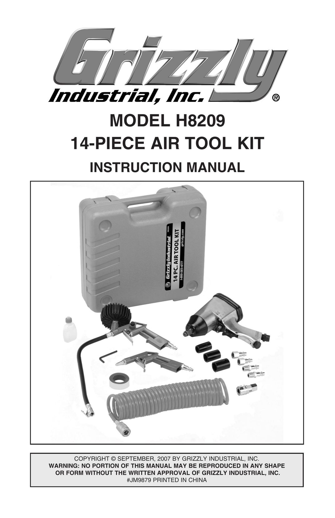 Grizzly H8209 Air Compressor User Manual