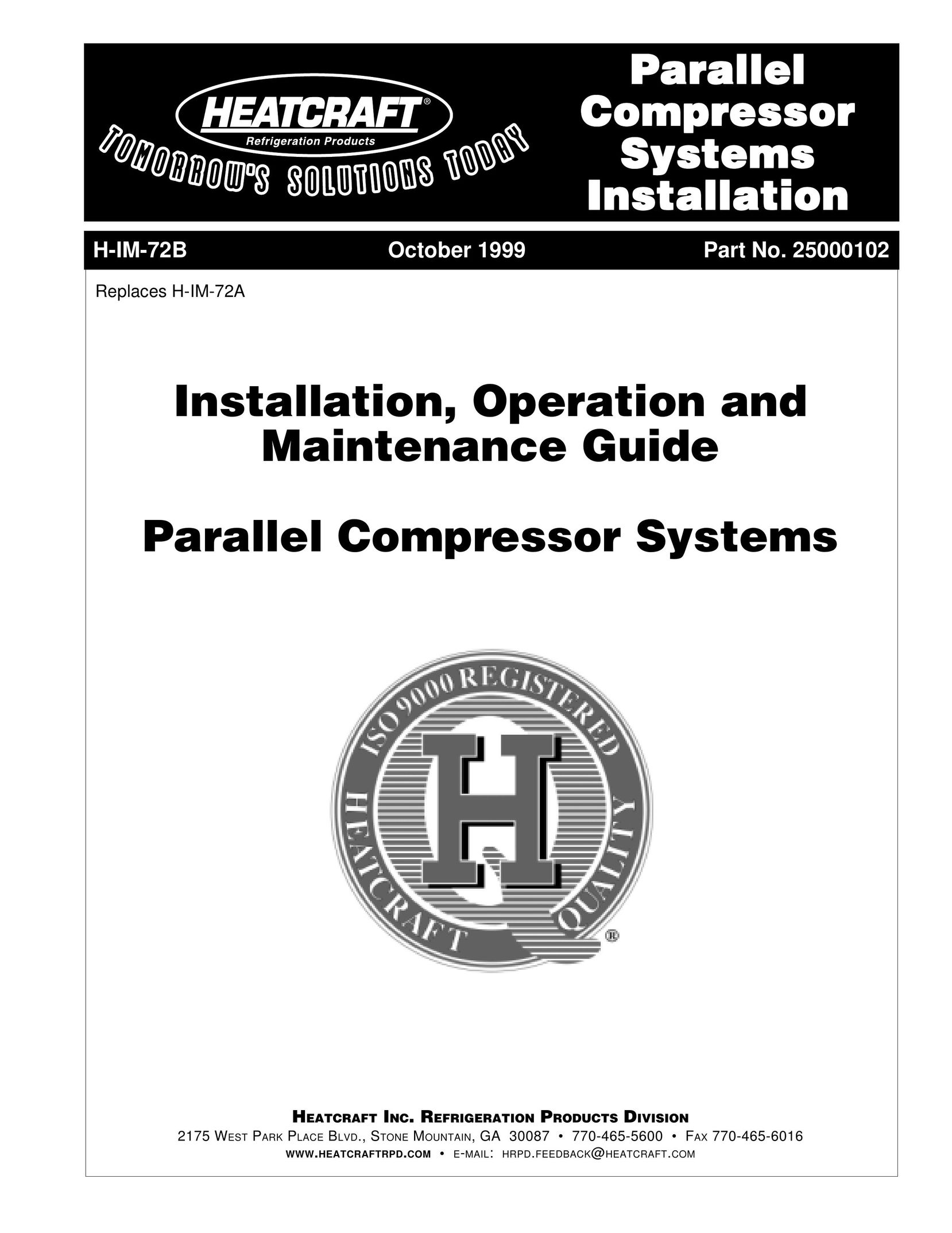 Heatcraft Refrigeration Products H-IM-72A Air Compressor User Manual