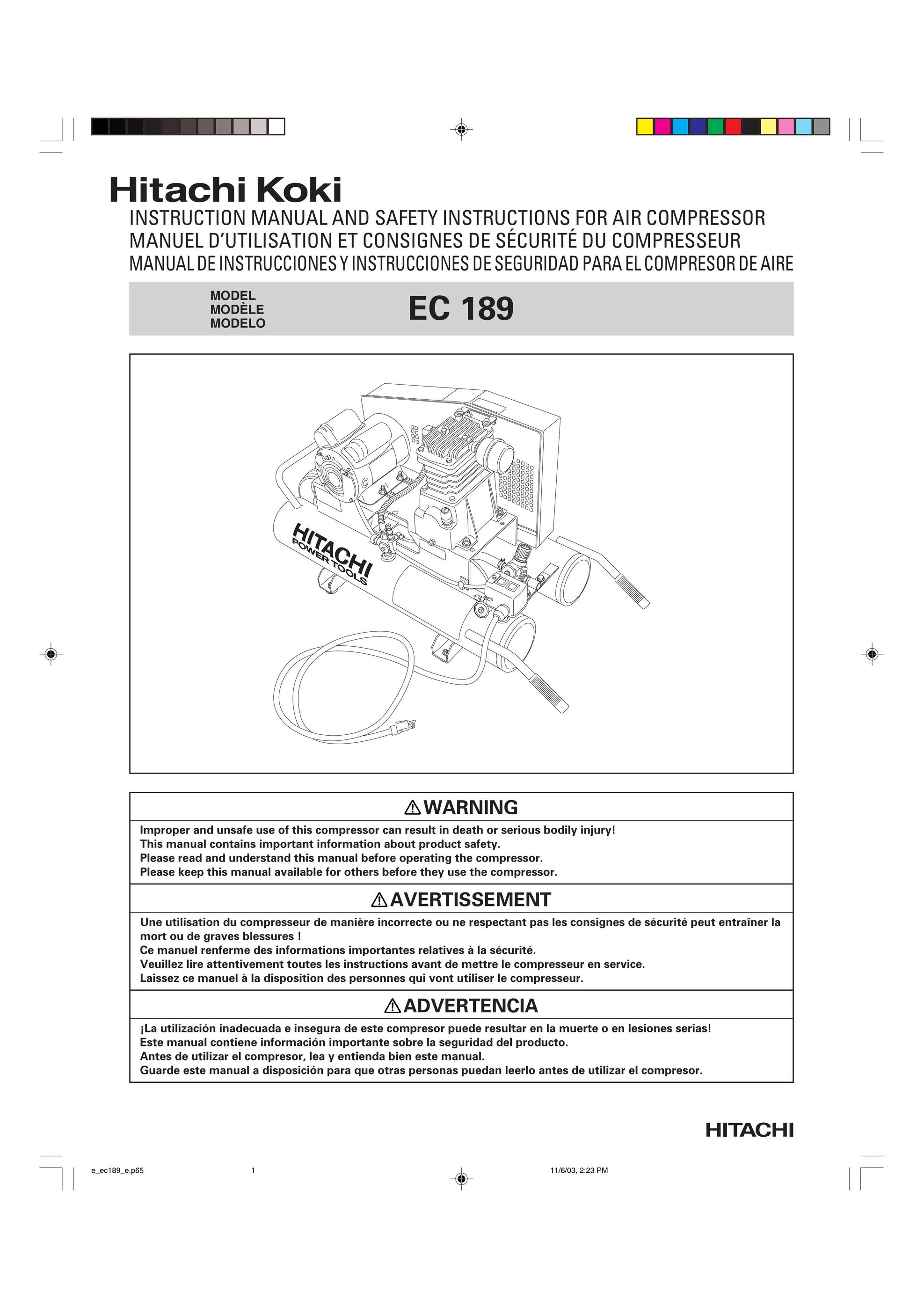 Hitachi EC 189 Air Compressor User Manual