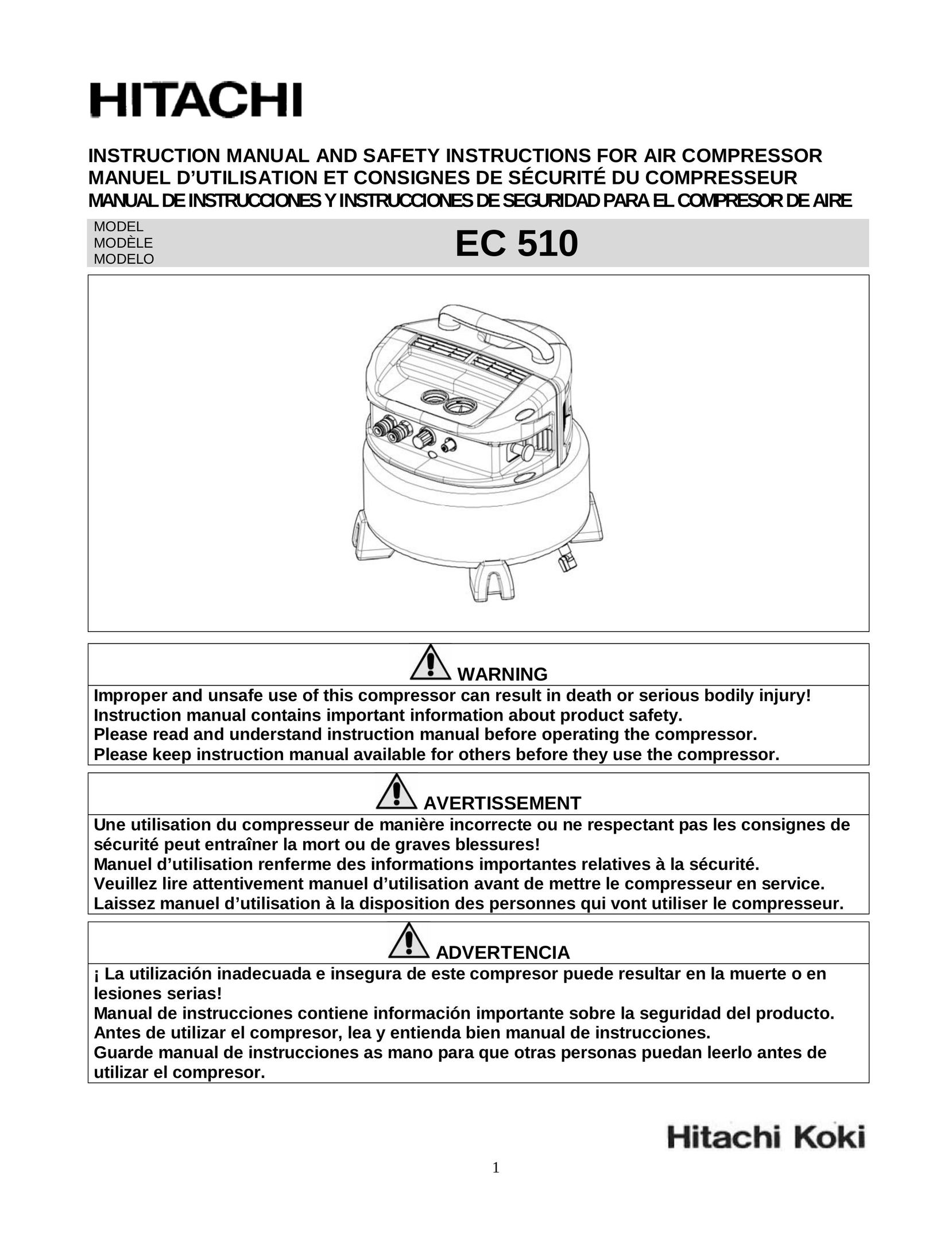 Hitachi EC 510 Air Compressor User Manual