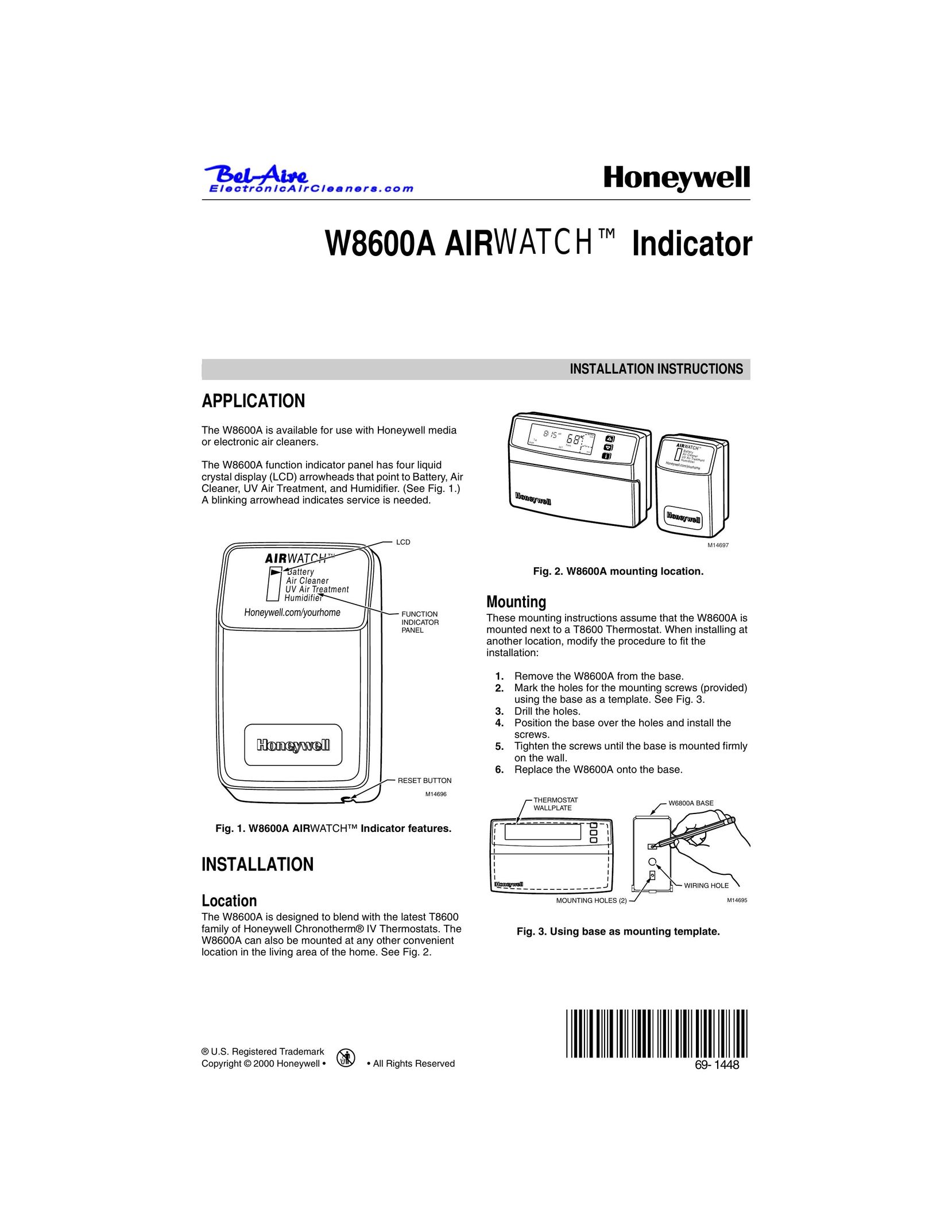 Honeywell W8600A Air Compressor User Manual