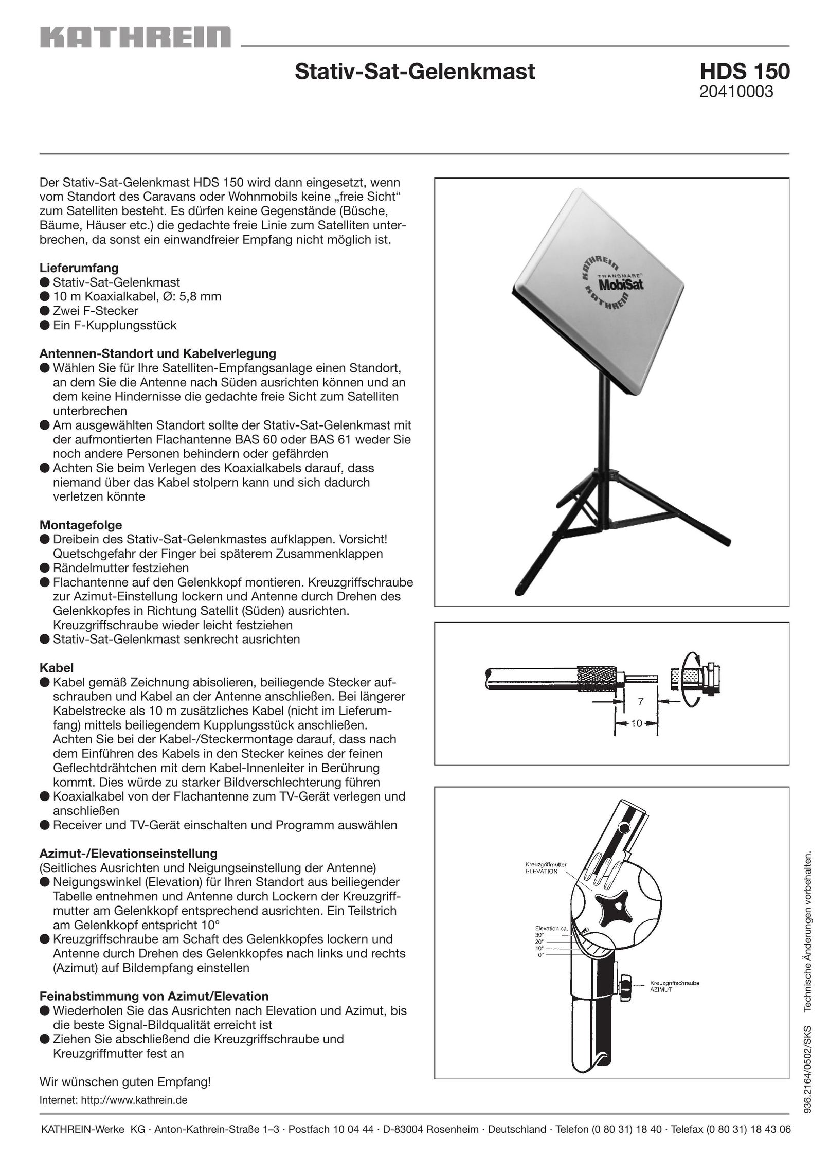 Kathrein HDS 150 Air Compressor User Manual
