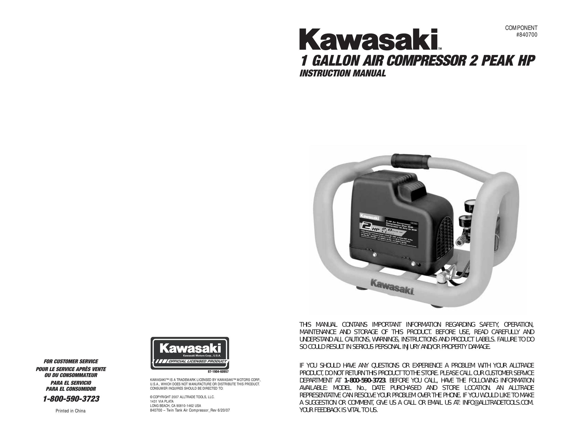 Kawasaki 840700 Air Compressor User Manual