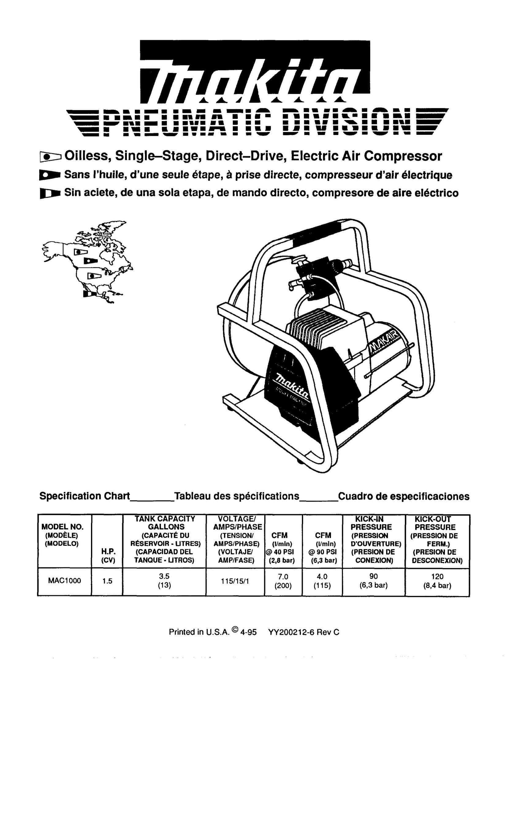 Makita MAC1000 Air Compressor User Manual
