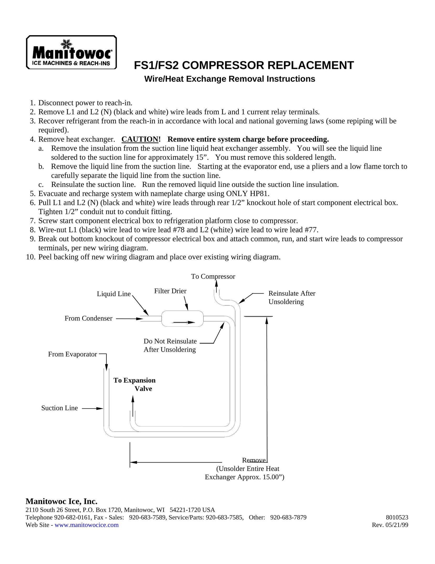Manitowoc Ice FS1 Air Compressor User Manual