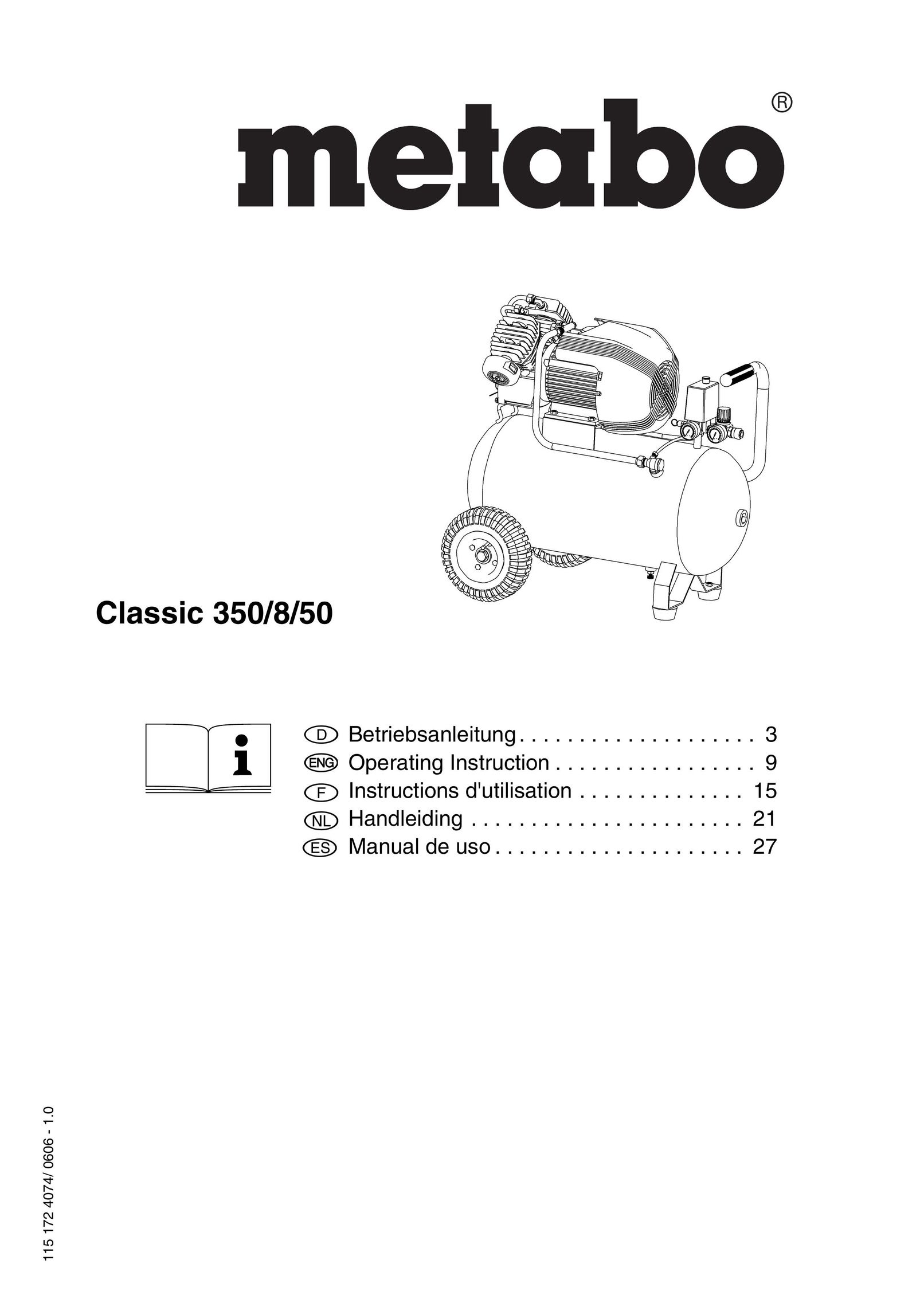 Metabo Classic 350 Air Compressor User Manual