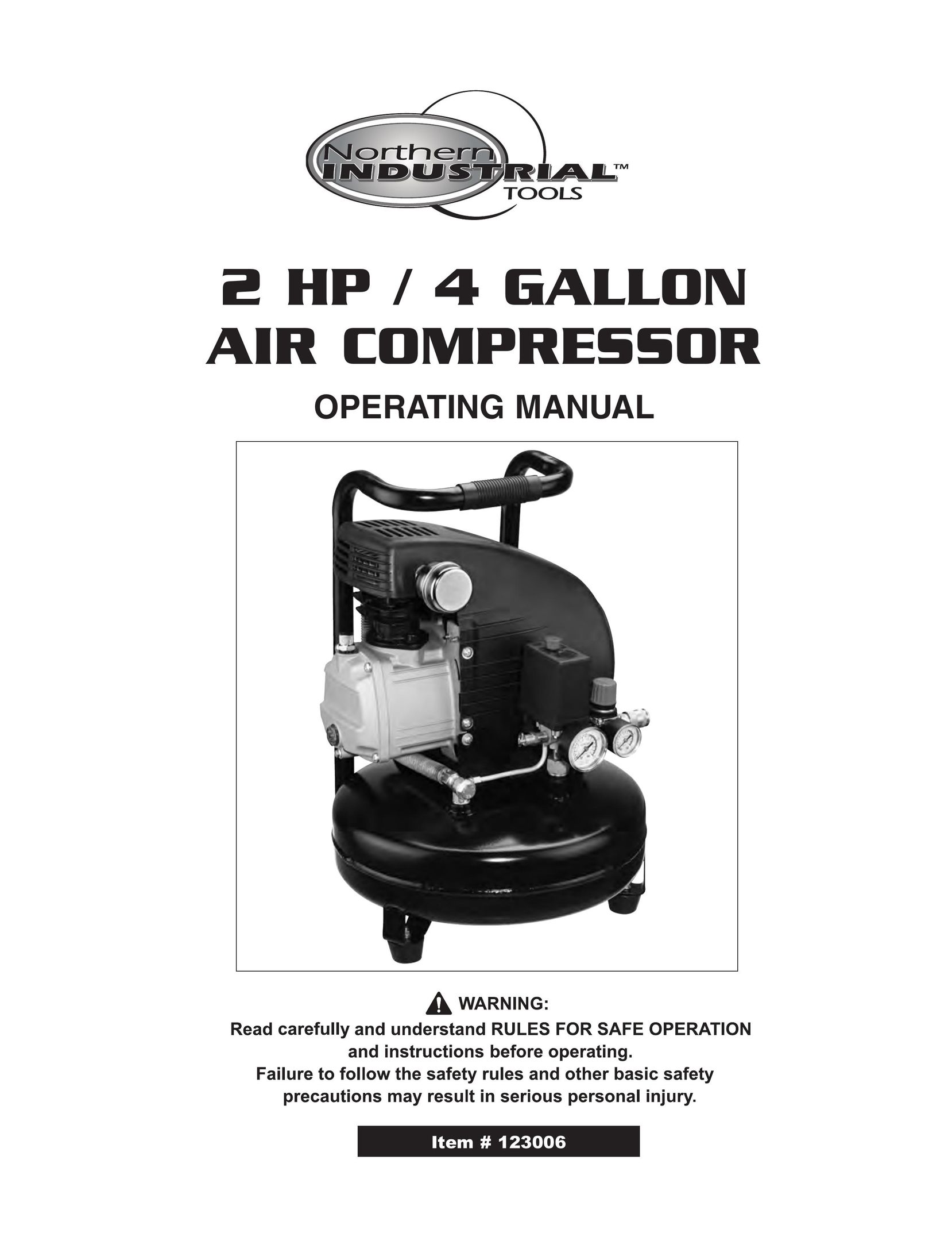 Northern Industrial Tools 123006 Air Compressor User Manual