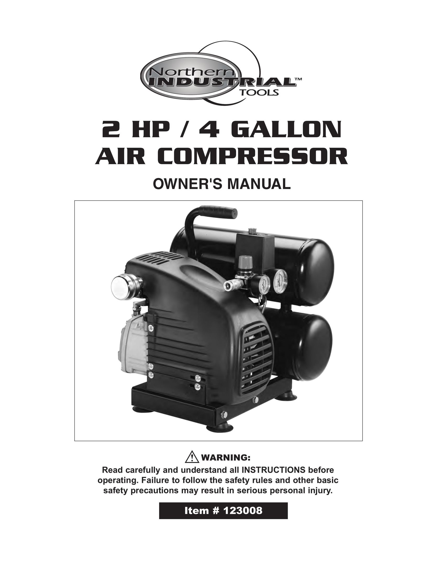 Northern Industrial Tools 2 HP / 4 GALLON AIR COMPRESSOR Air Compressor User Manual