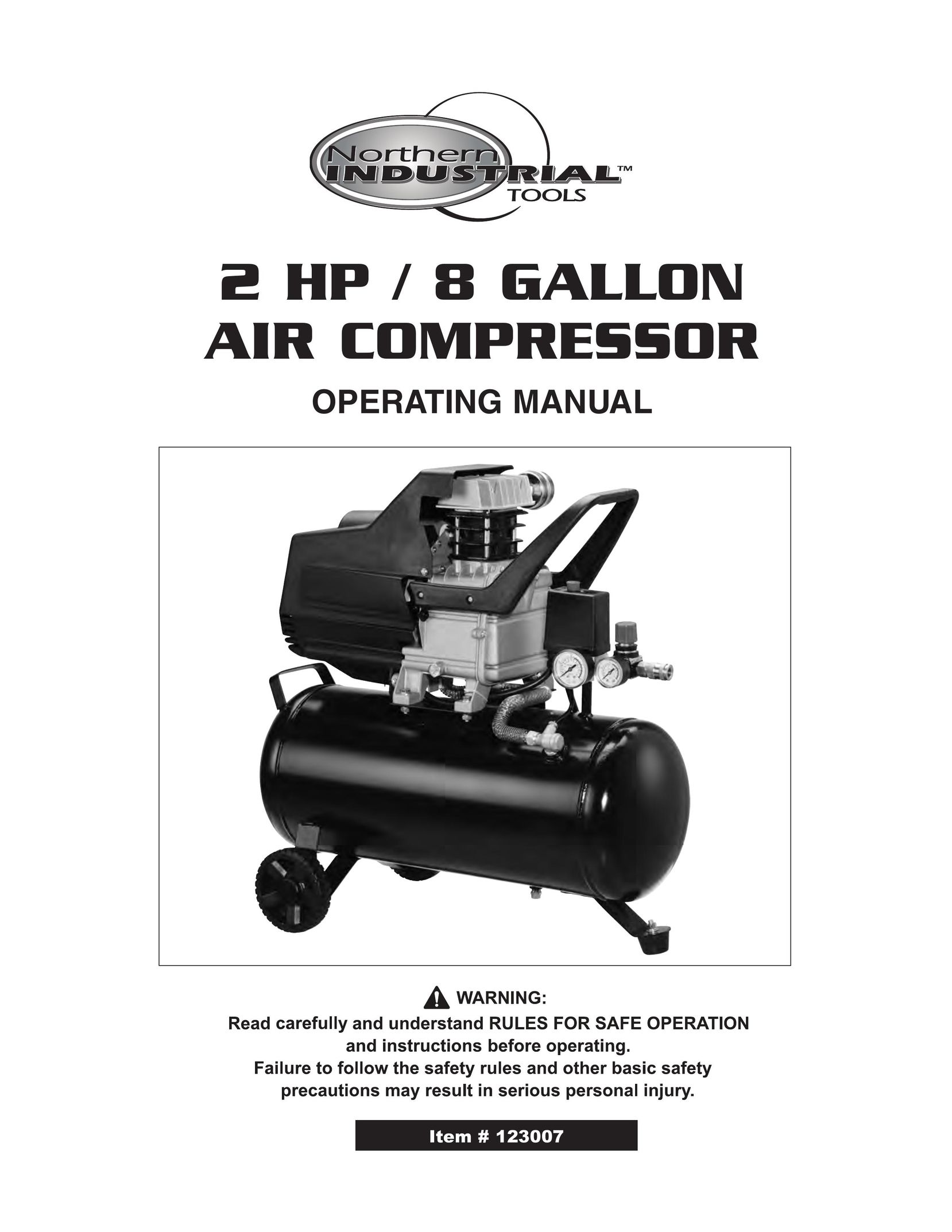 Northern Industrial Tools 2 HP / 8 GALLON AIR COMPRESSOR Air Compressor User Manual