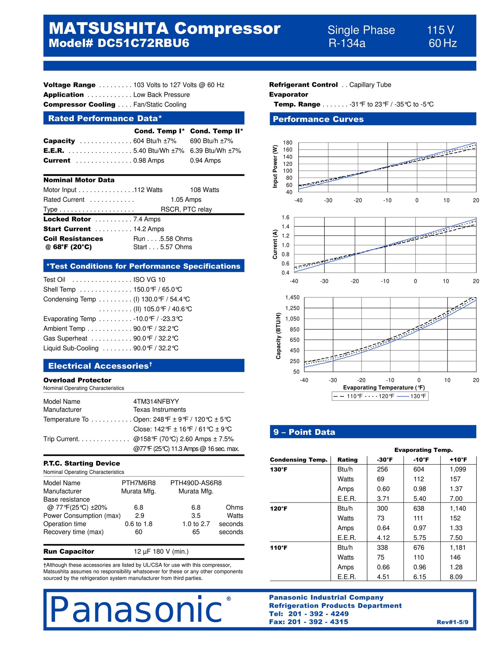 Panasonic DC51C72RCU6 Air Compressor User Manual