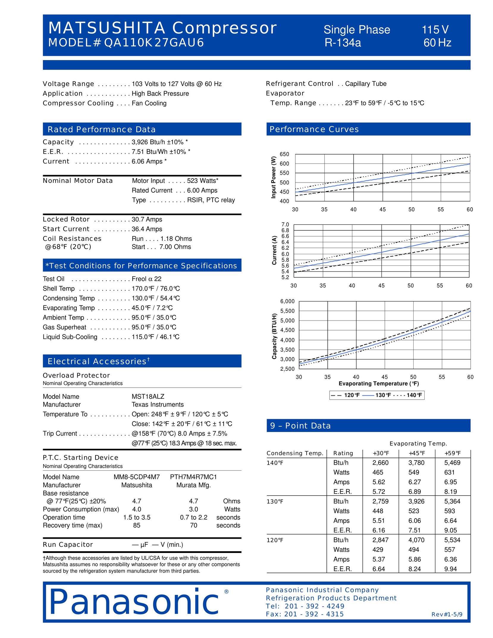 Panasonic QA110K27GAU6 Air Compressor User Manual
