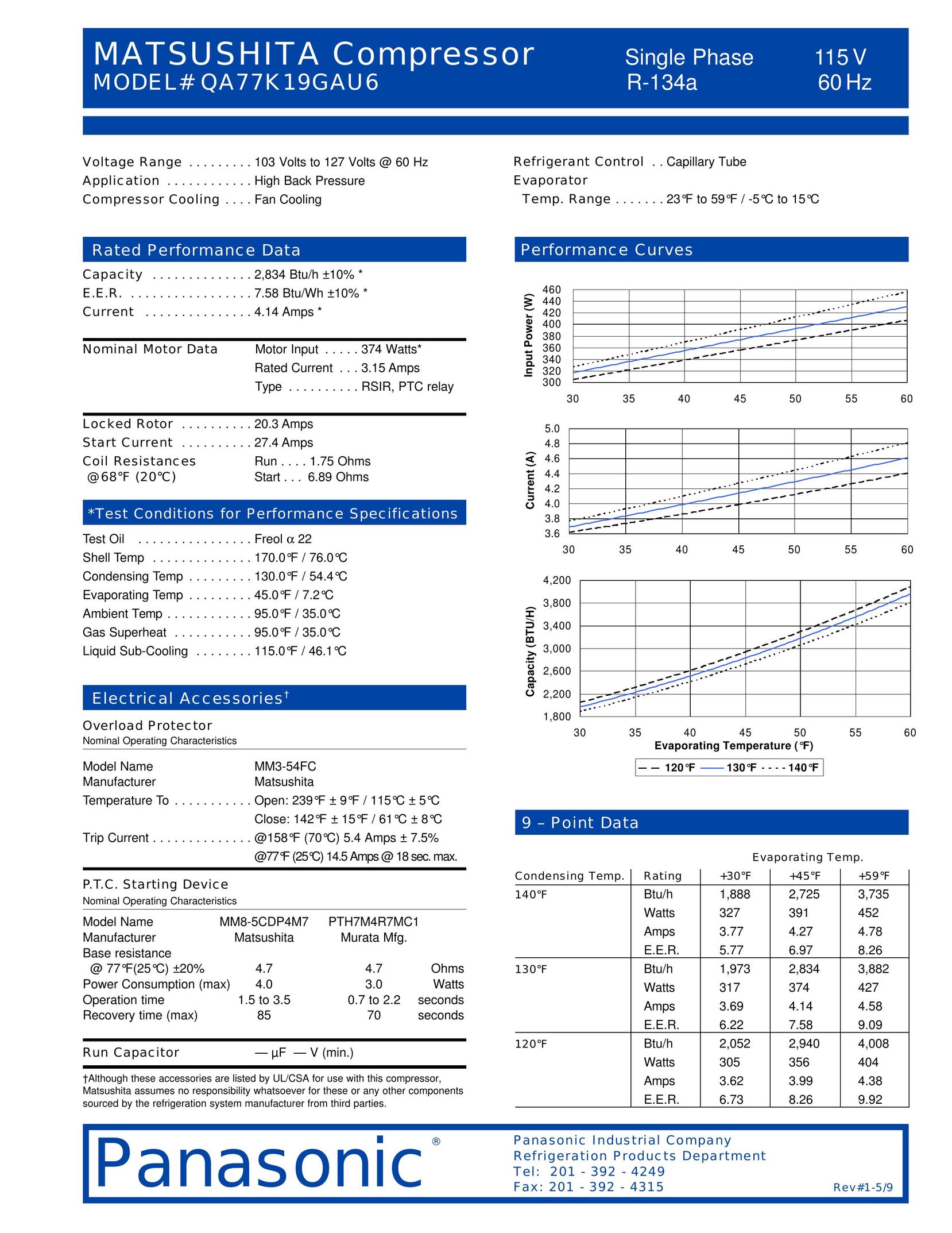 Panasonic QA77K19GAU6 Air Compressor User Manual