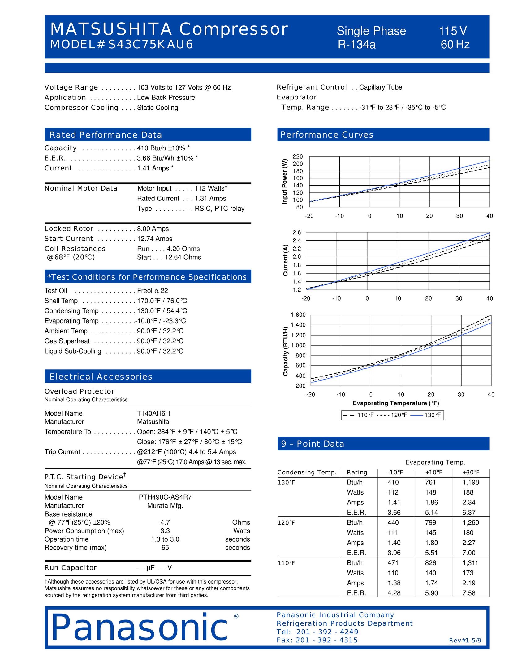 Panasonic S43C75KAU6 Air Compressor User Manual