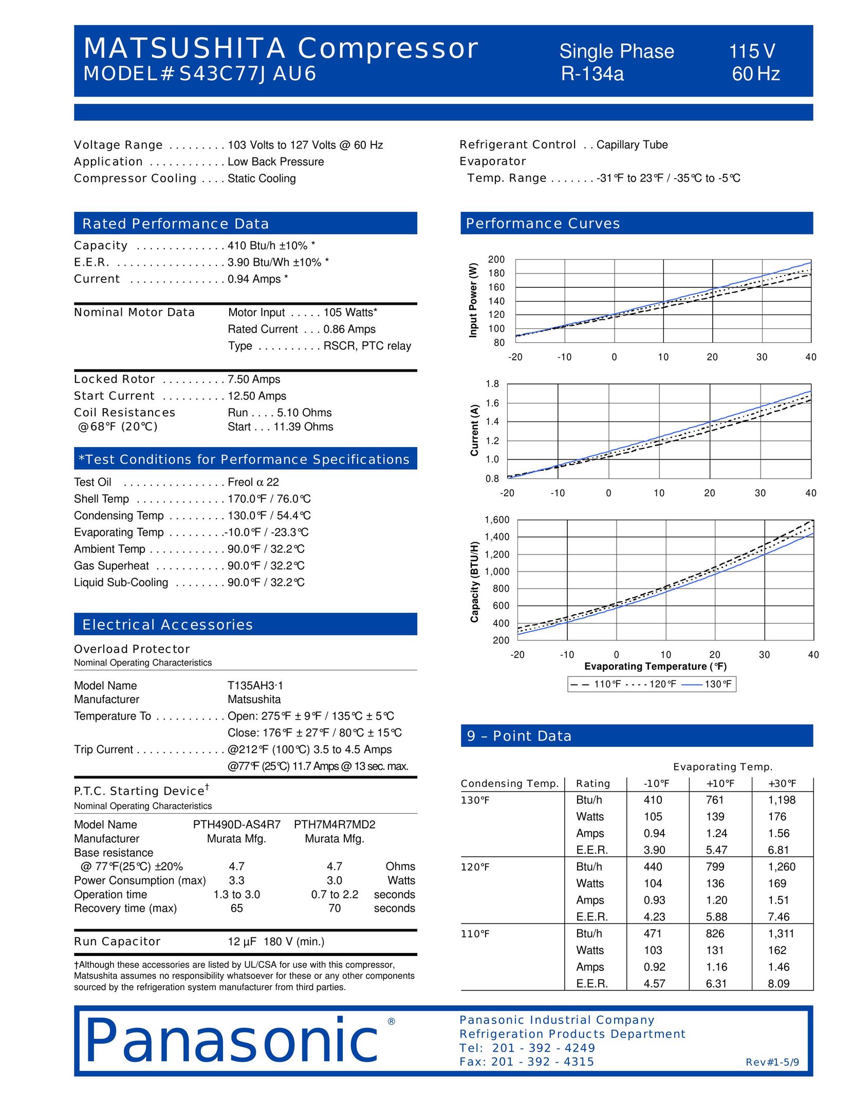 Panasonic S43C77JAU6 Air Compressor User Manual