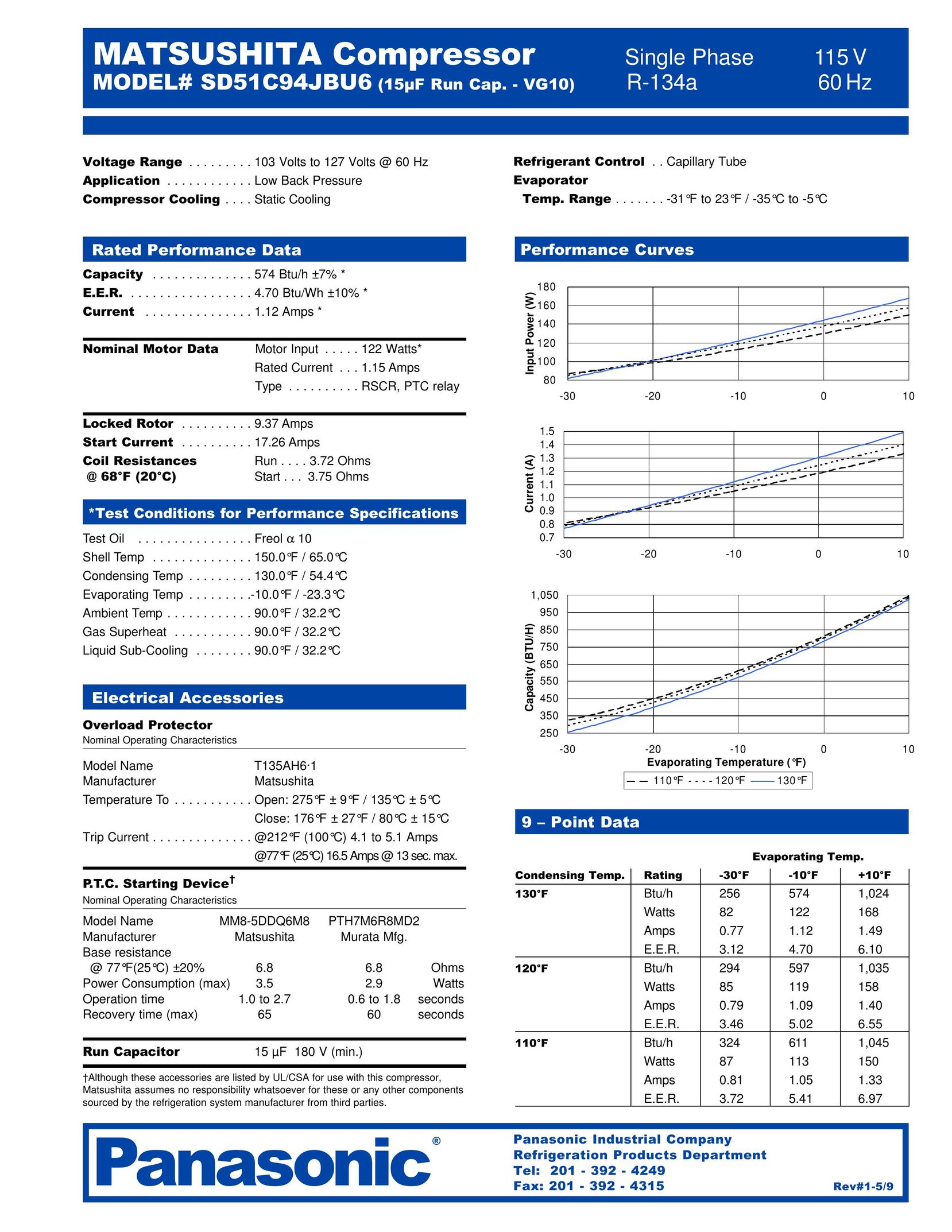 Panasonic SD51C94JBU6 Air Compressor User Manual