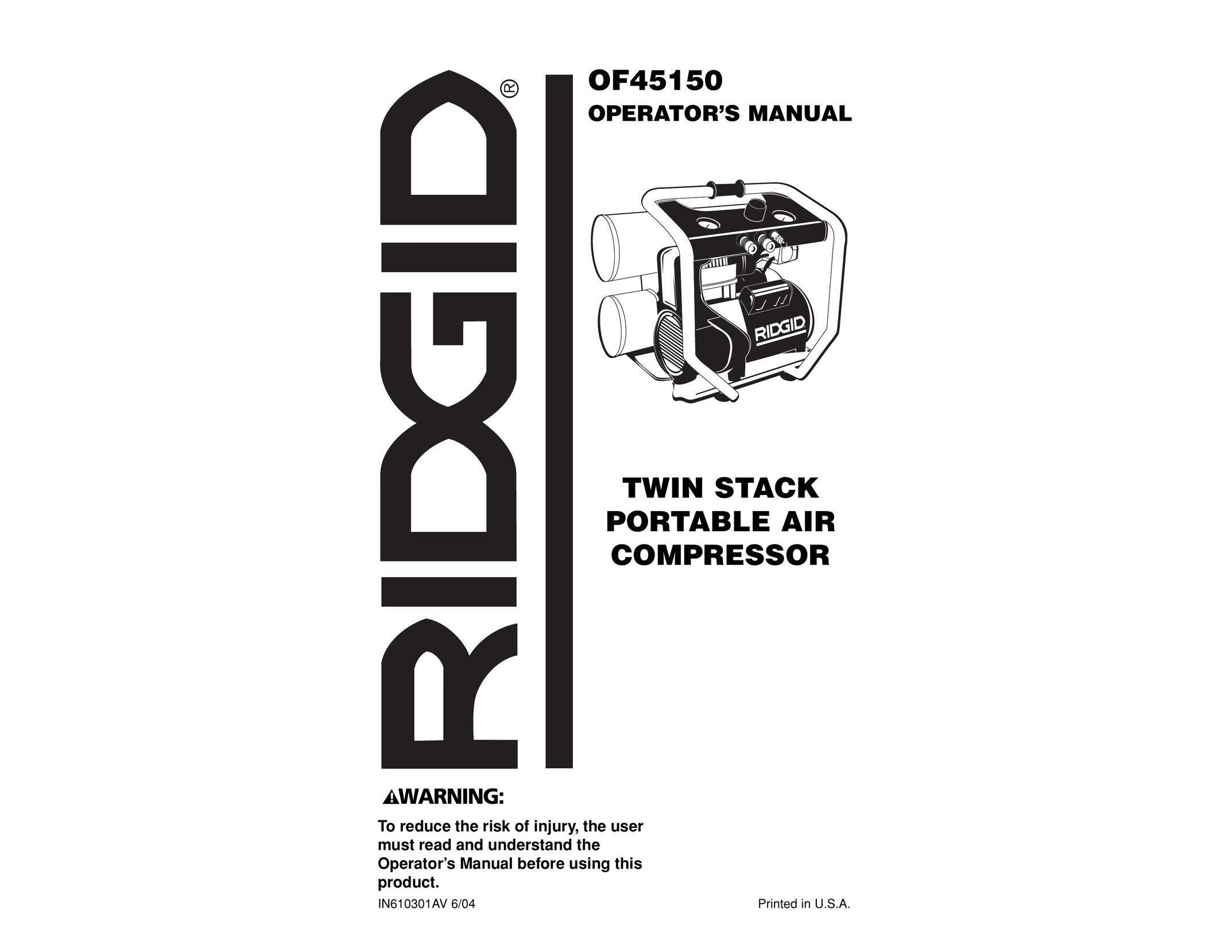 RIDGID OF45150 Air Compressor User Manual