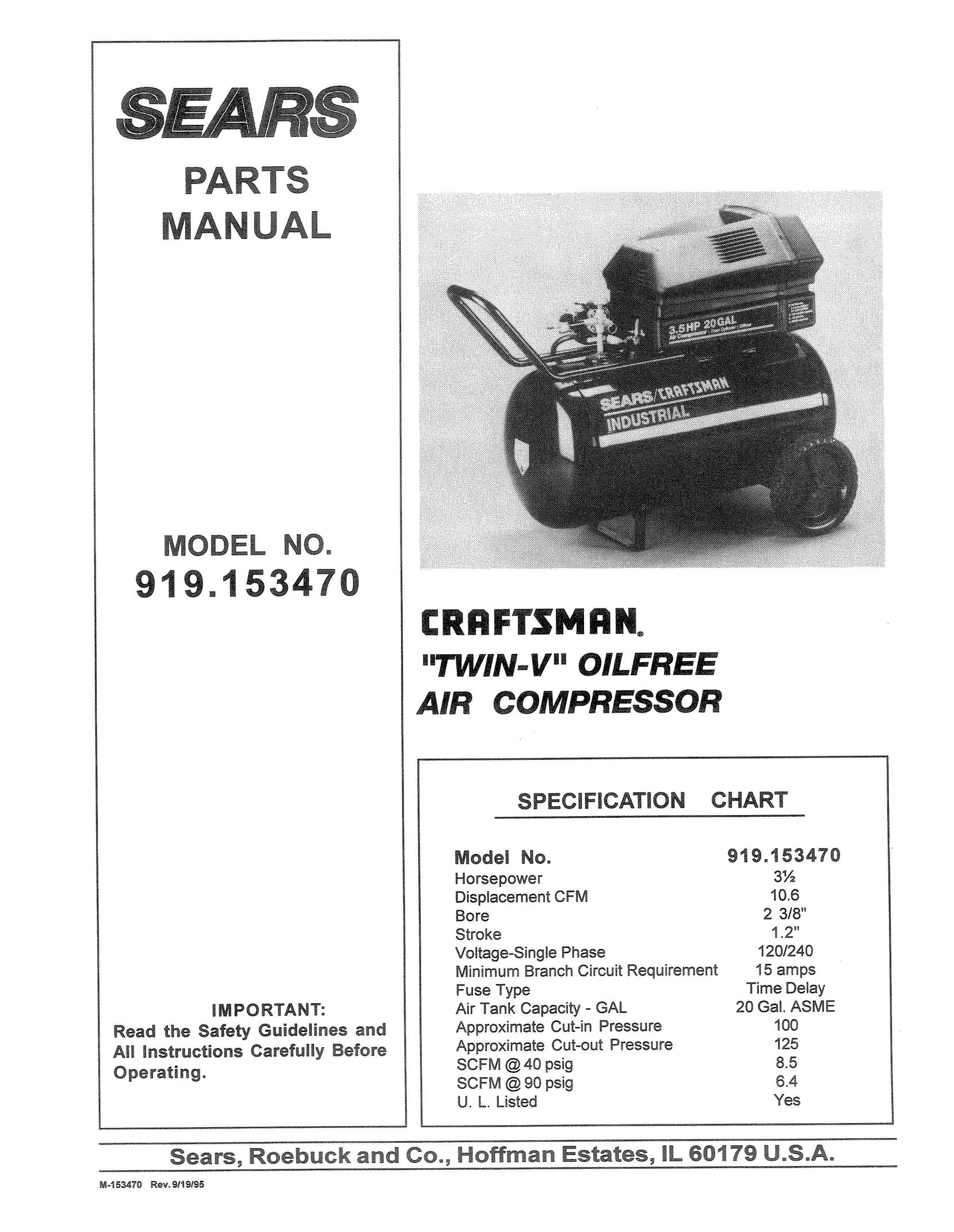 Sears 919.15347 Air Compressor User Manual