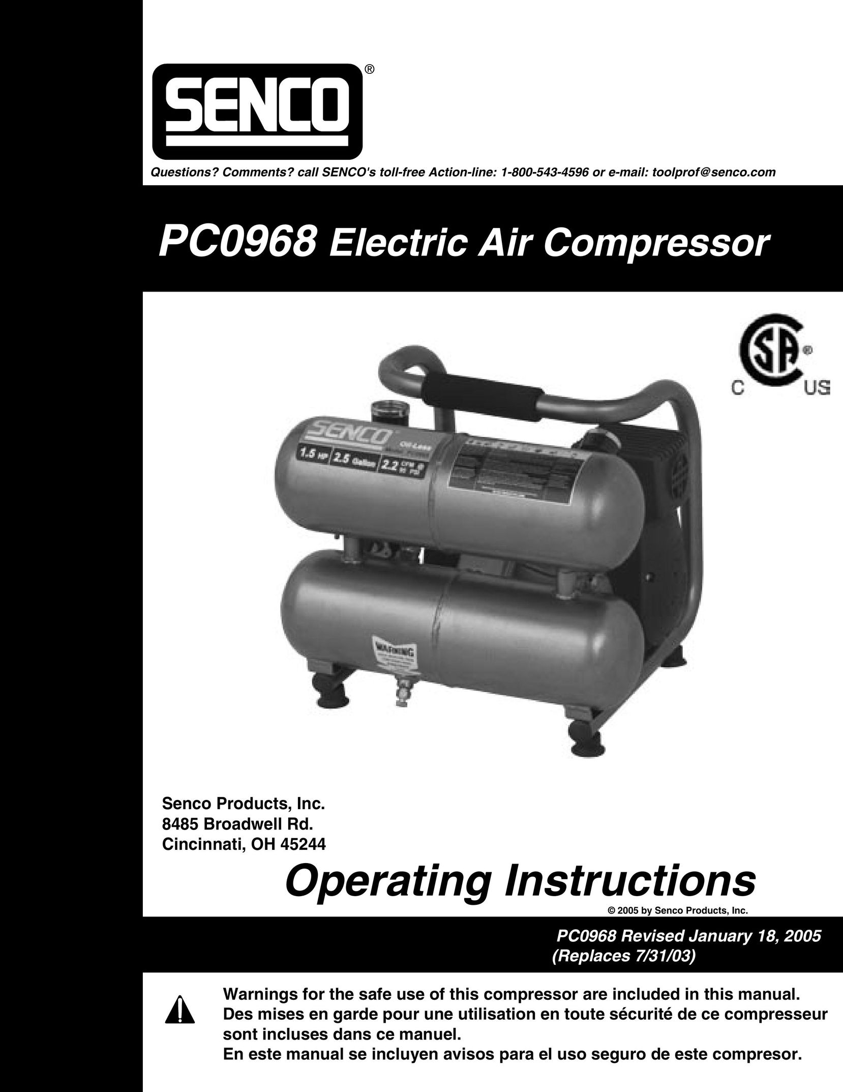 Senco PC0968 Air Compressor User Manual