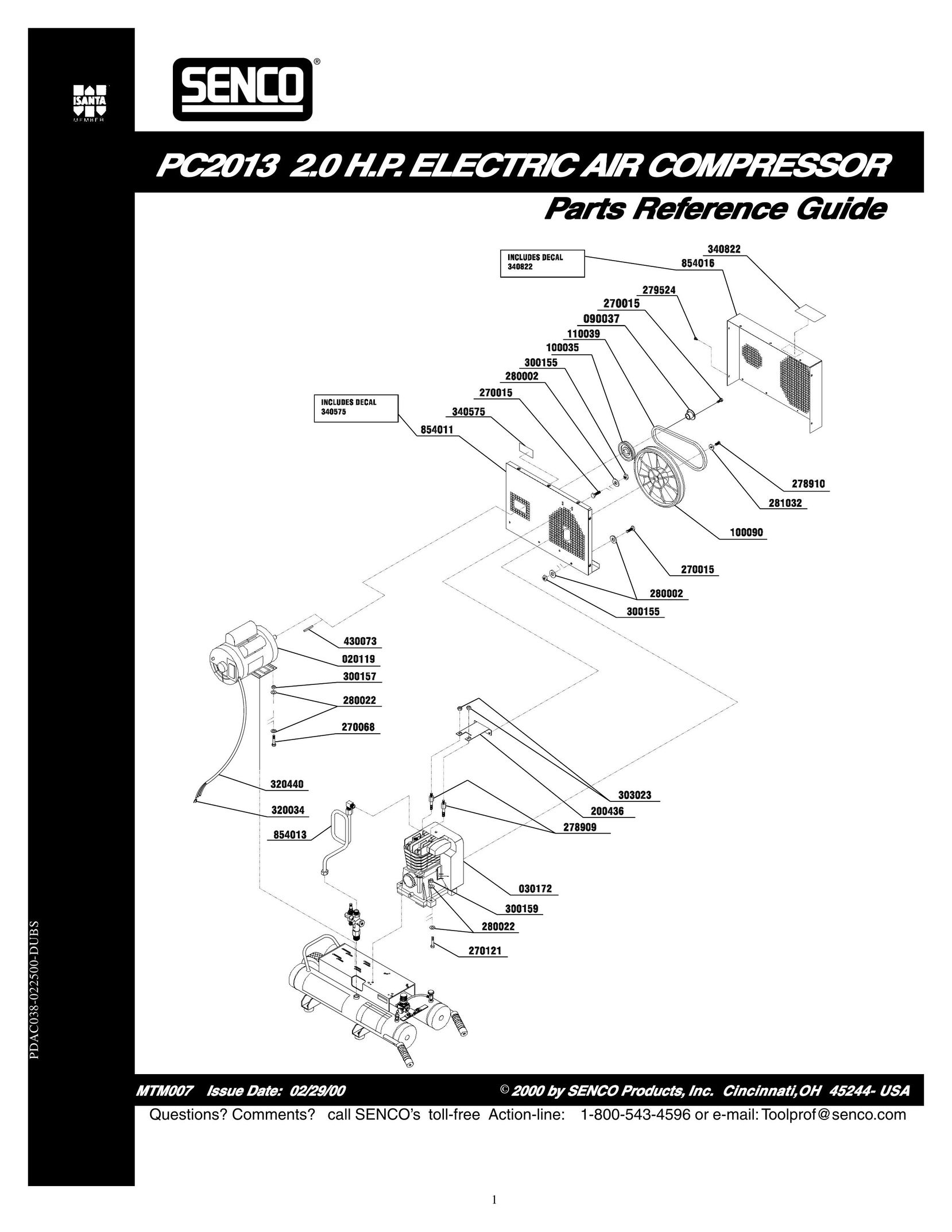 Senco PC2013 Air Compressor User Manual