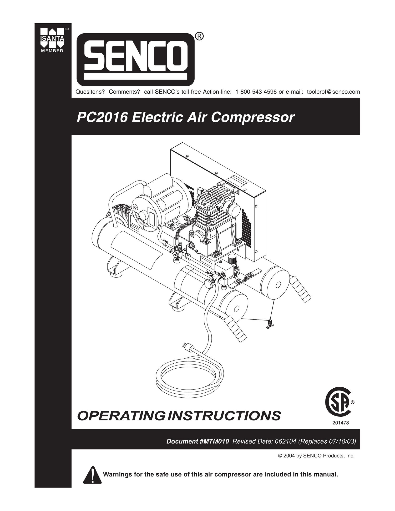 Senco PC2016 Air Compressor User Manual