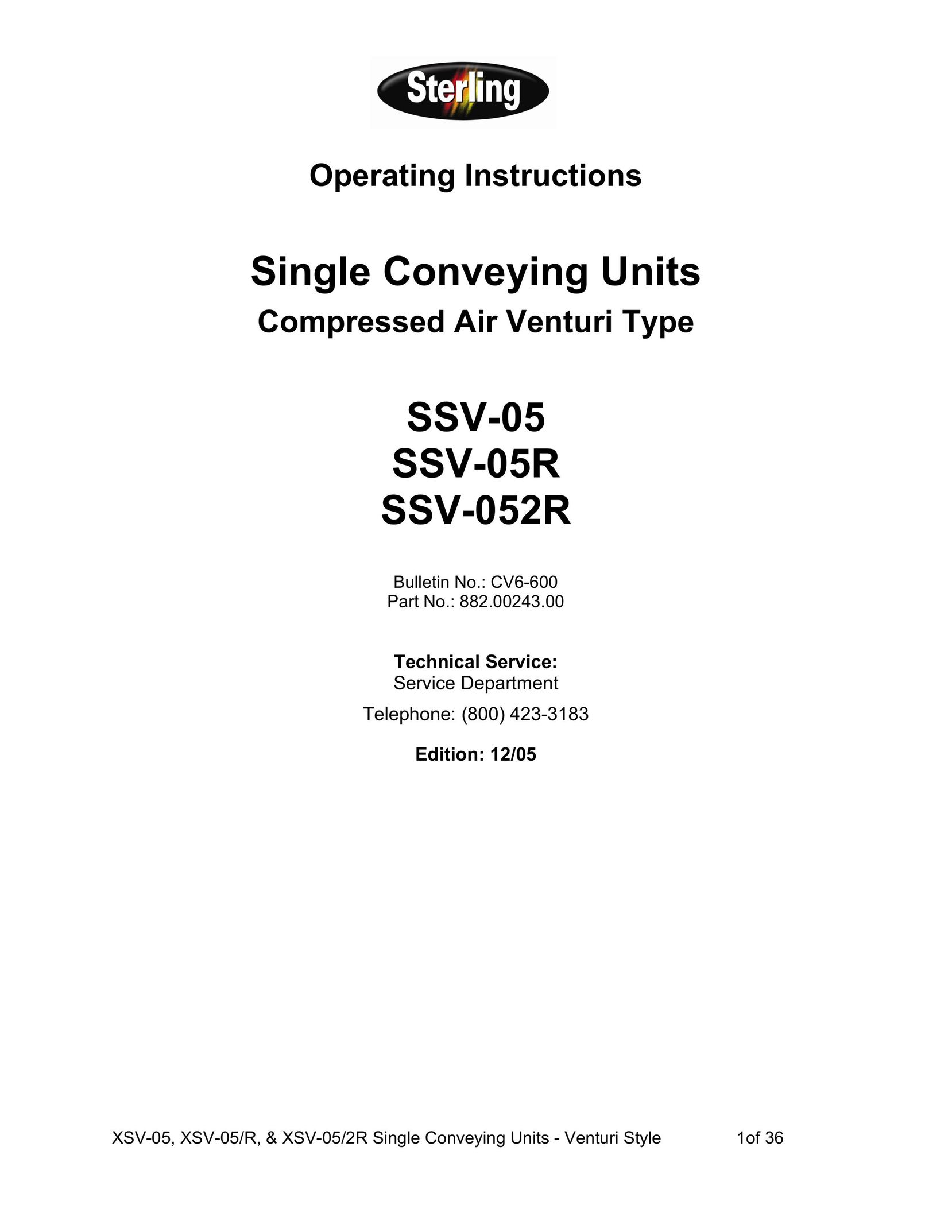 Sterling SSV-052R Air Compressor User Manual