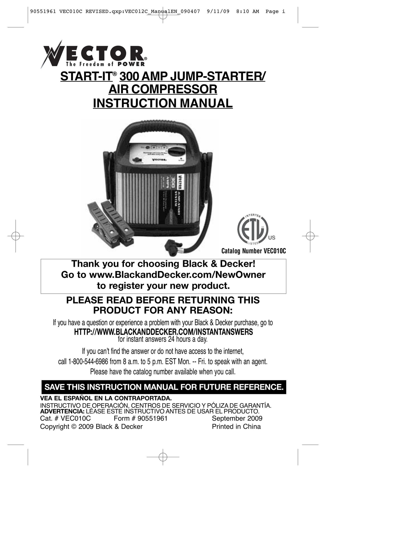 Vector VEC010C Air Compressor User Manual