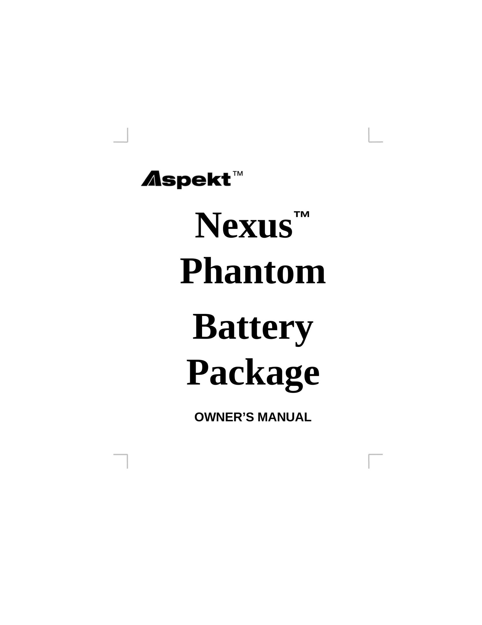 Anton/Bauer Nexus Phantom Battery Package Battery Charger User Manual