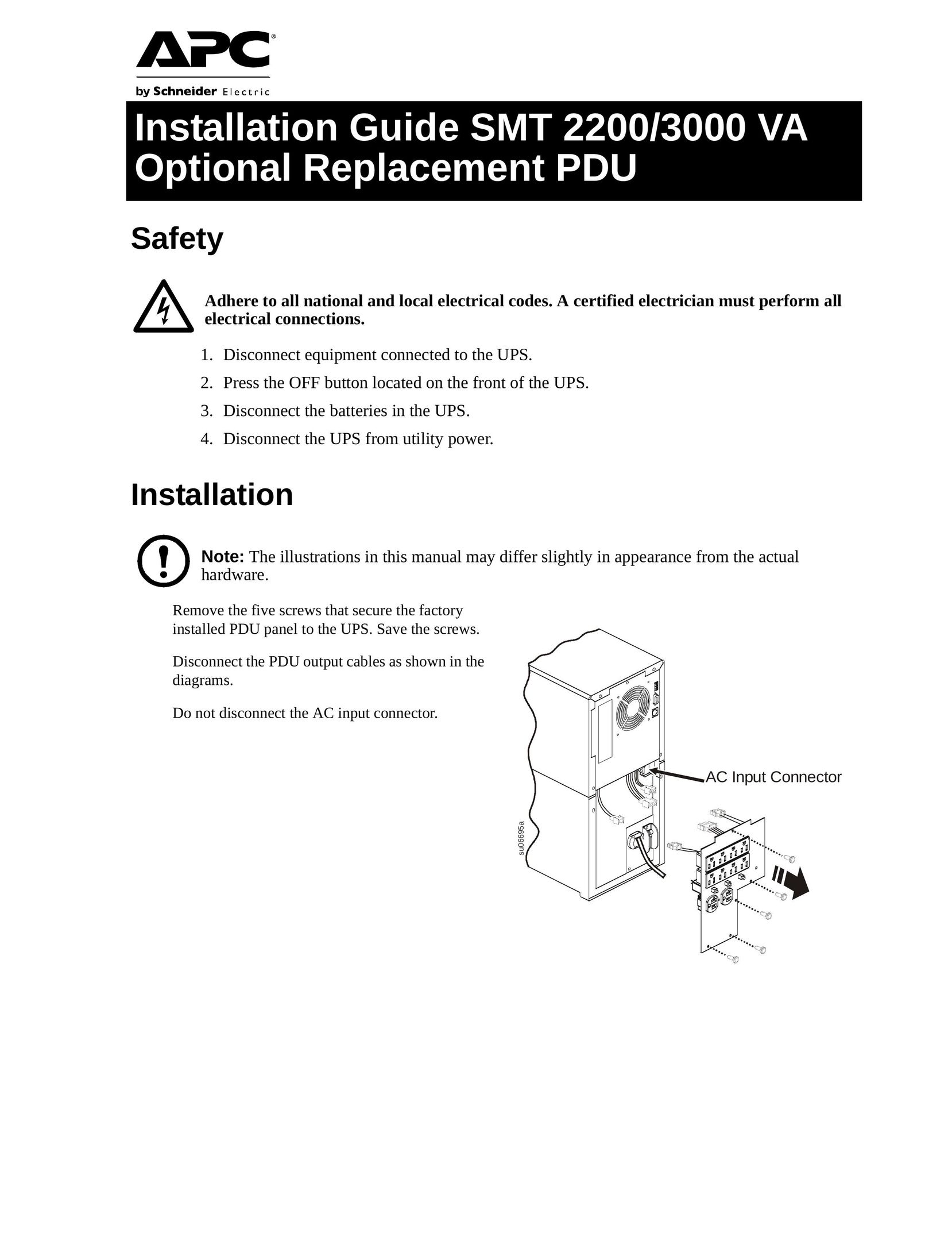 APC 2200 VA Battery Charger User Manual