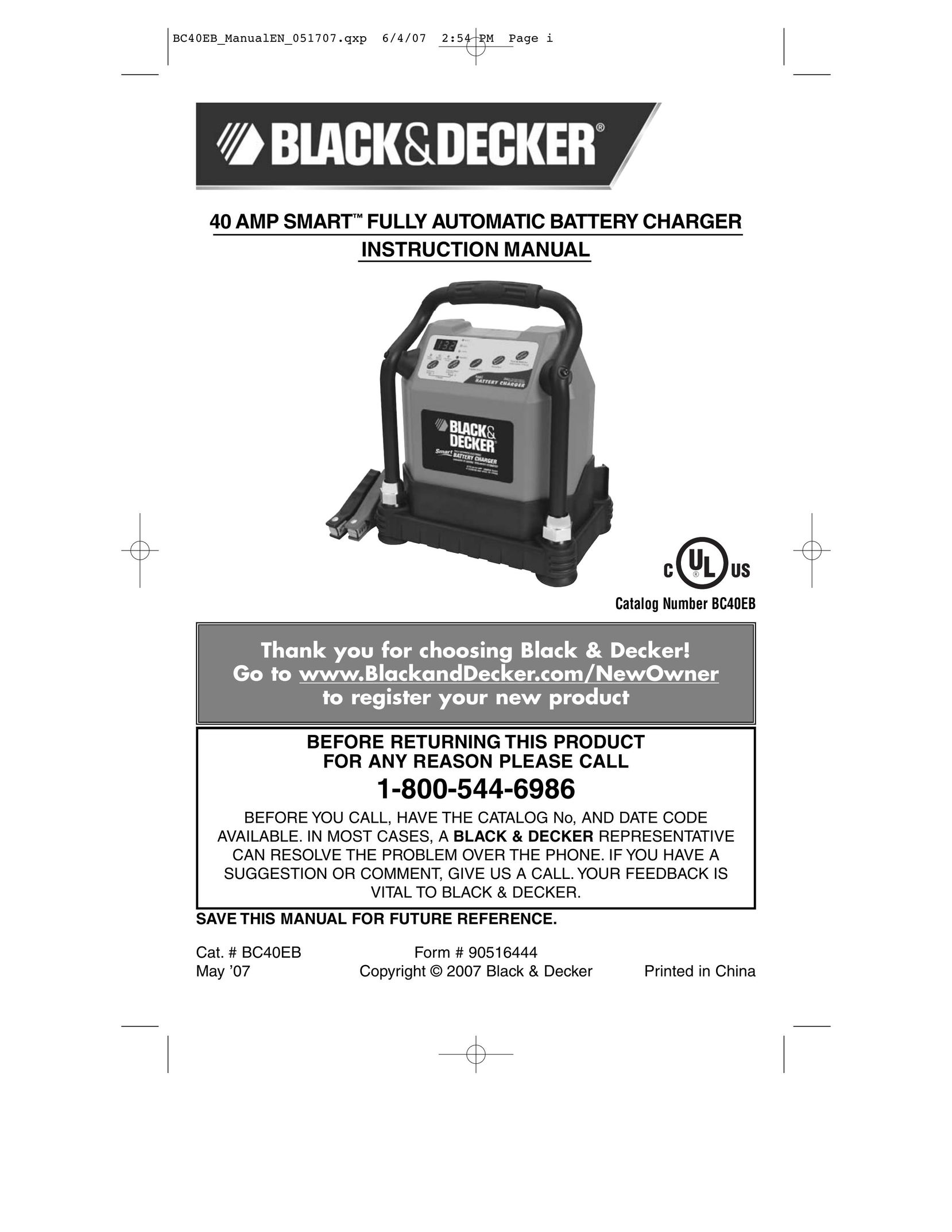 Black & Decker BC40EB Battery Charger User Manual