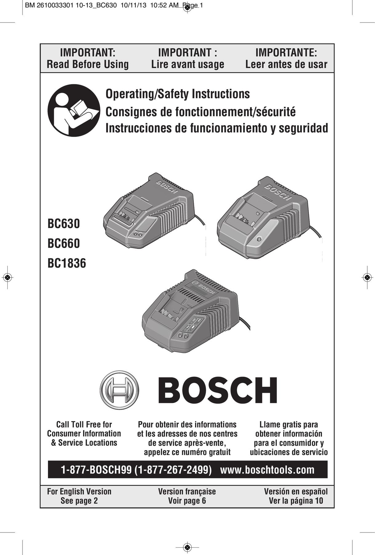 Bosch Power Tools BC630 Battery Charger User Manual