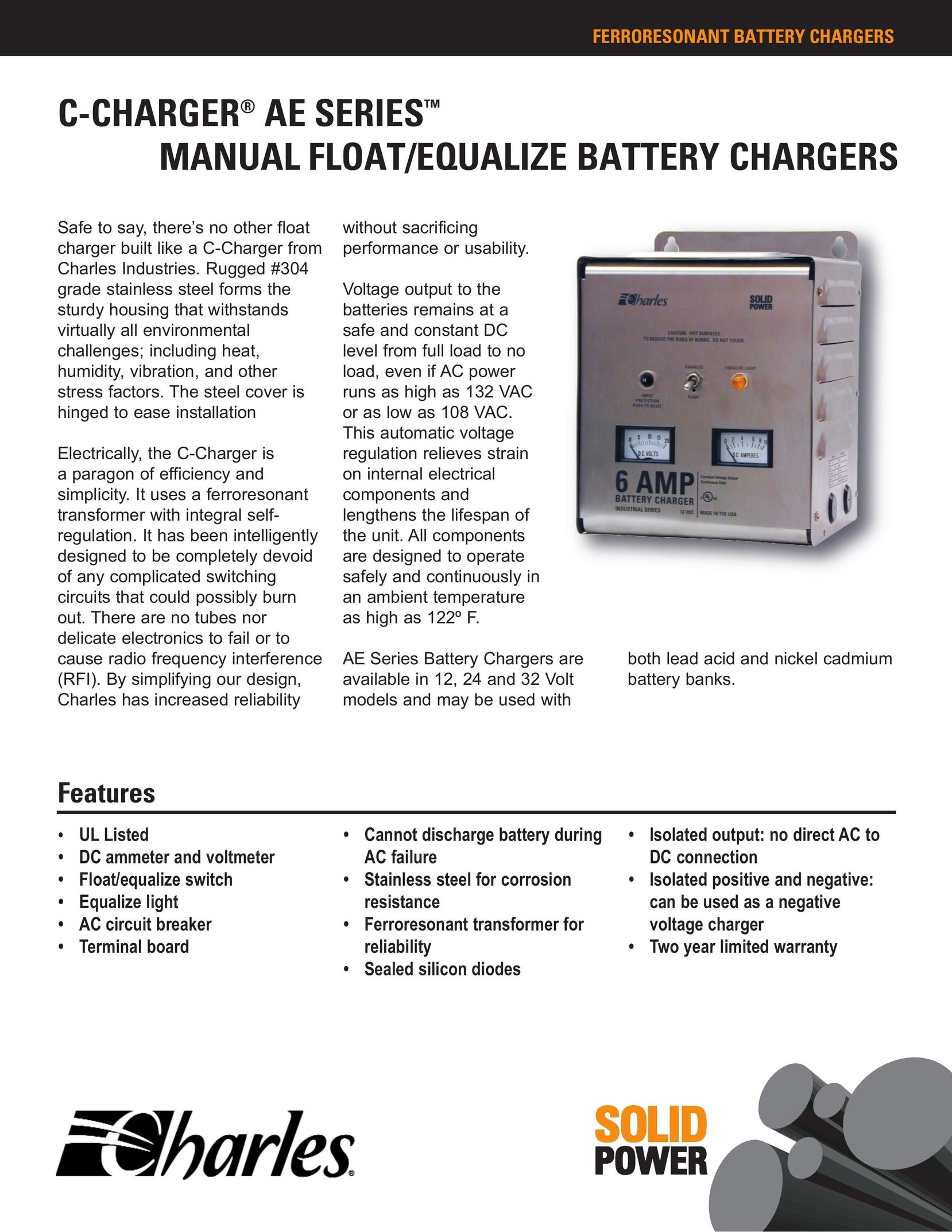 Charles Bentley & Son AE Series Battery Charger User Manual