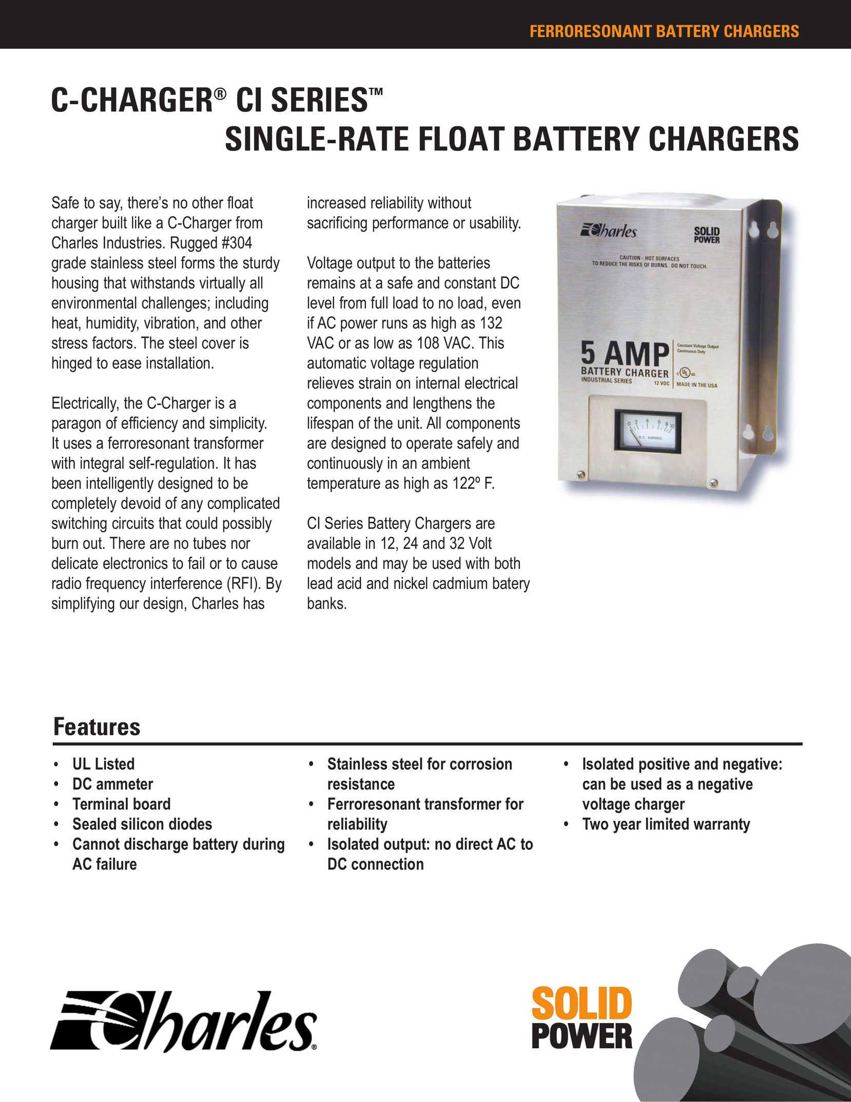Charles Bentley & Son CI Series Battery Charger User Manual