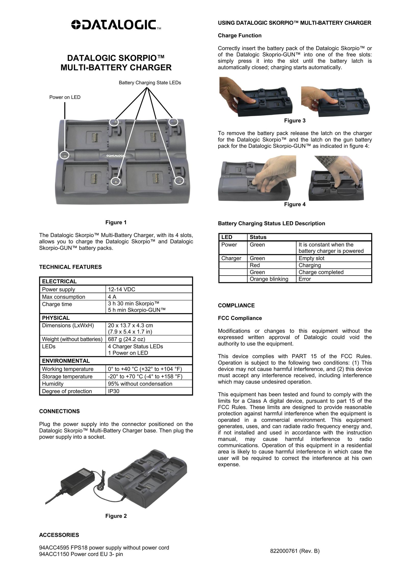 Datalogic Scanning Multi-Battery Charger Battery Charger User Manual