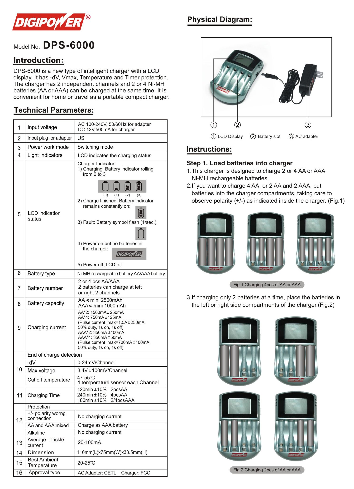 DigiPower DPS-6000 Battery Charger User Manual