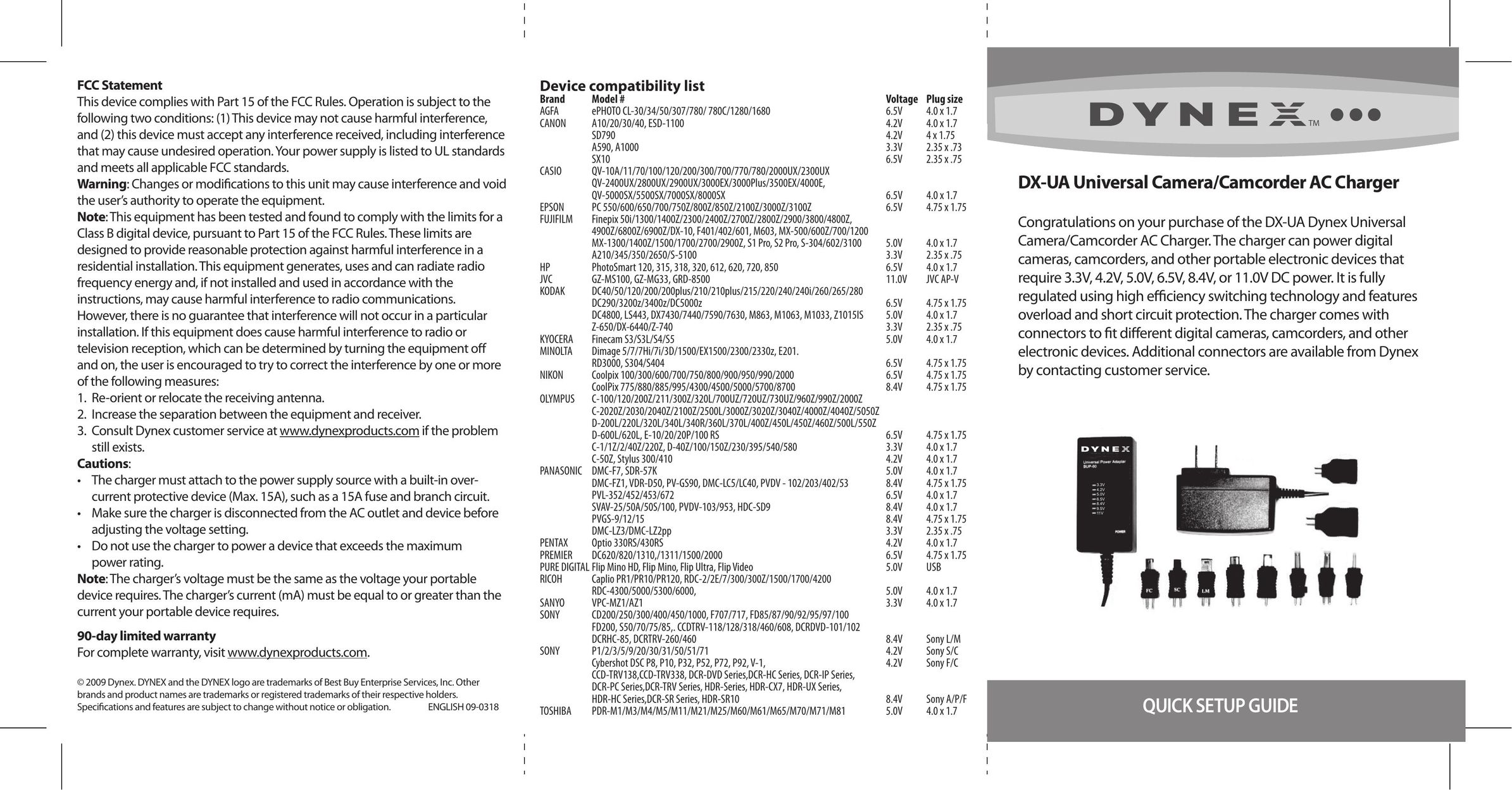 Dynex DX-UA Battery Charger User Manual