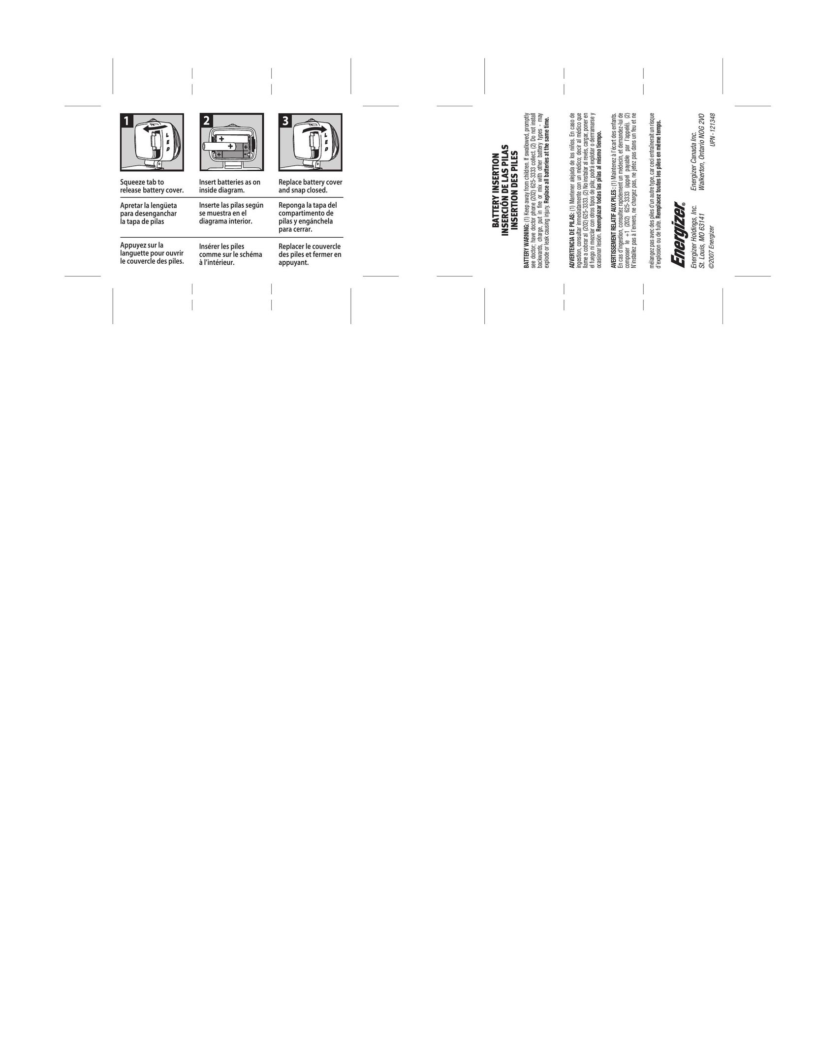Energizer 121348 Battery Charger User Manual