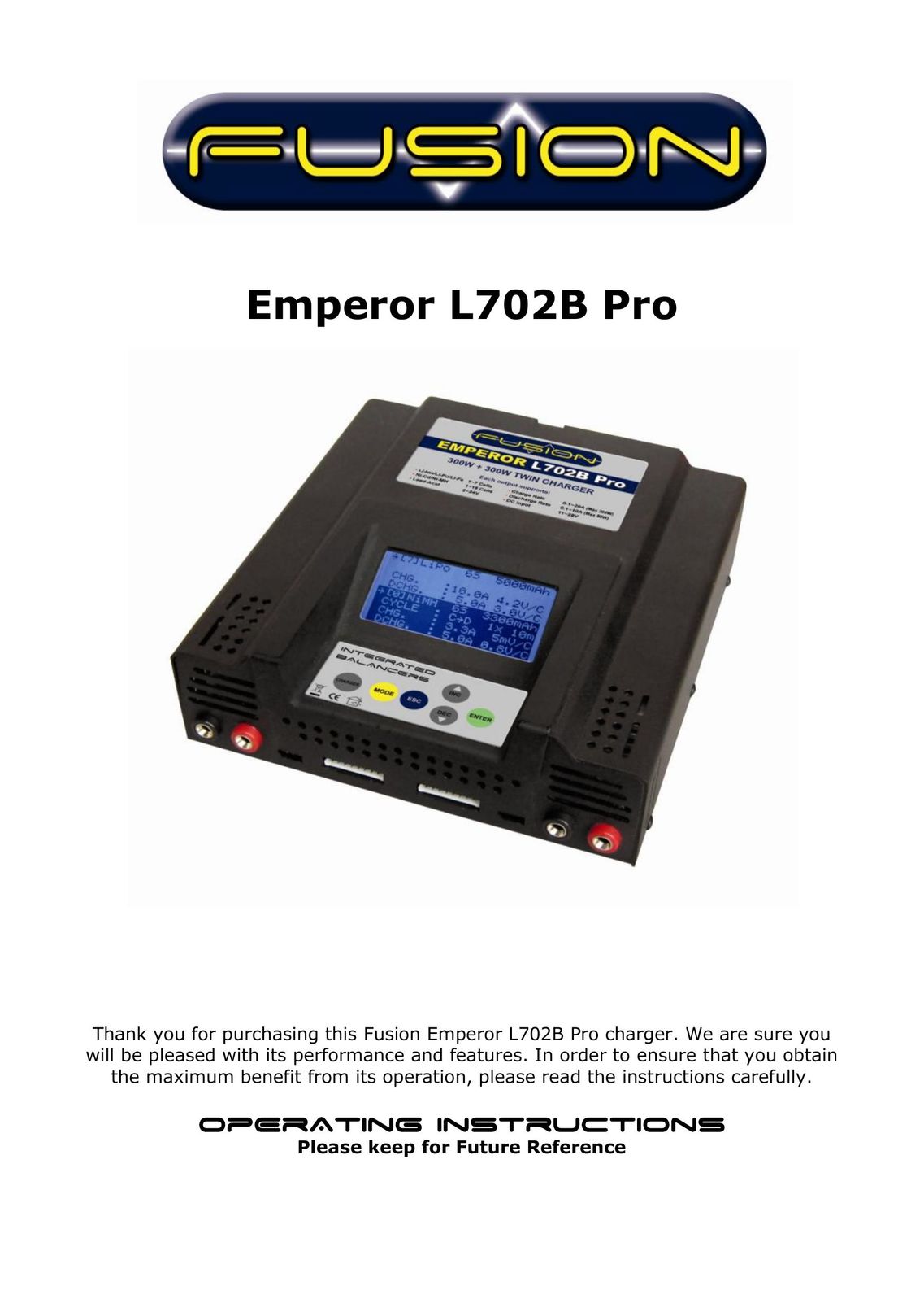 Fusion L702B Battery Charger User Manual
