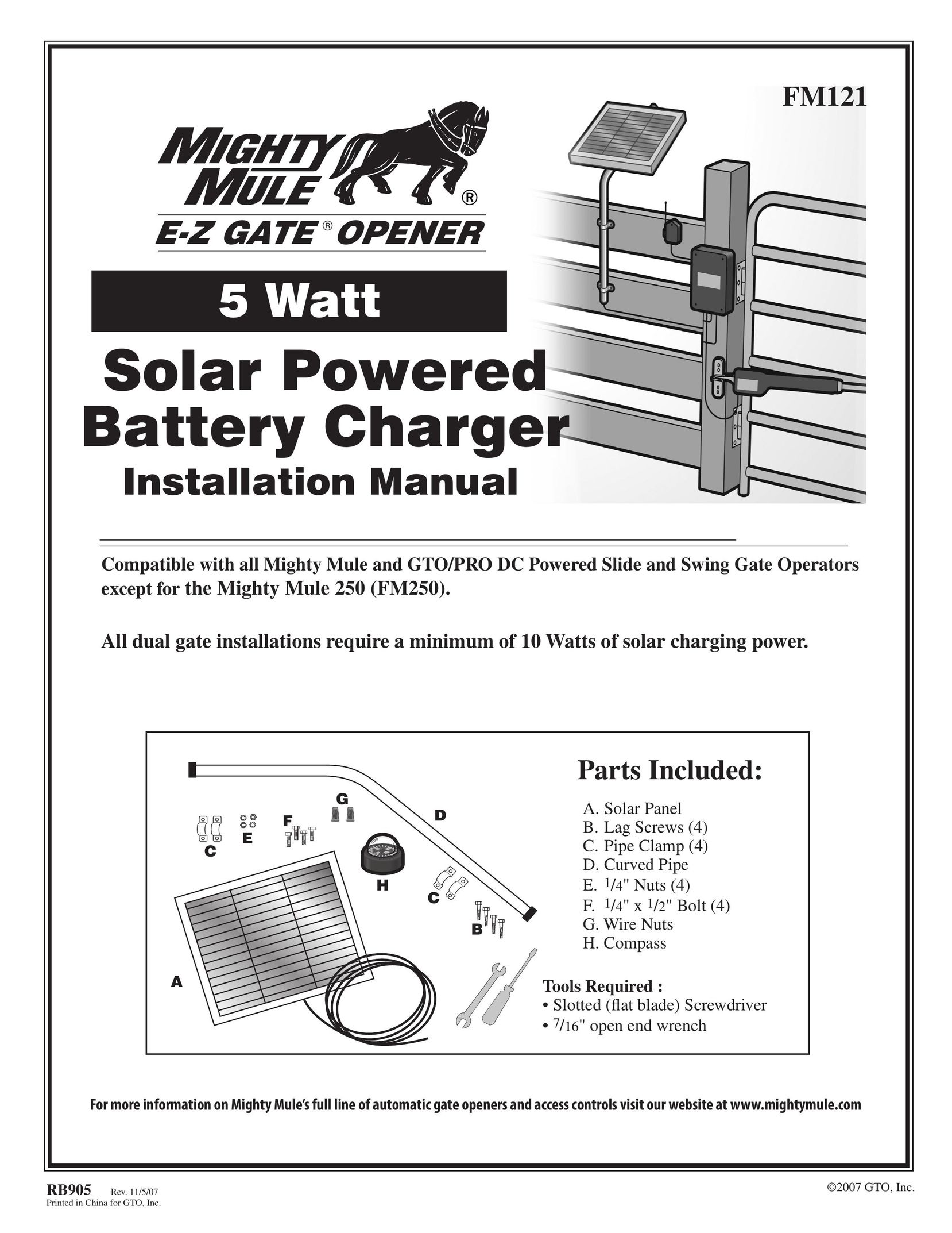GTO FM121 Battery Charger User Manual