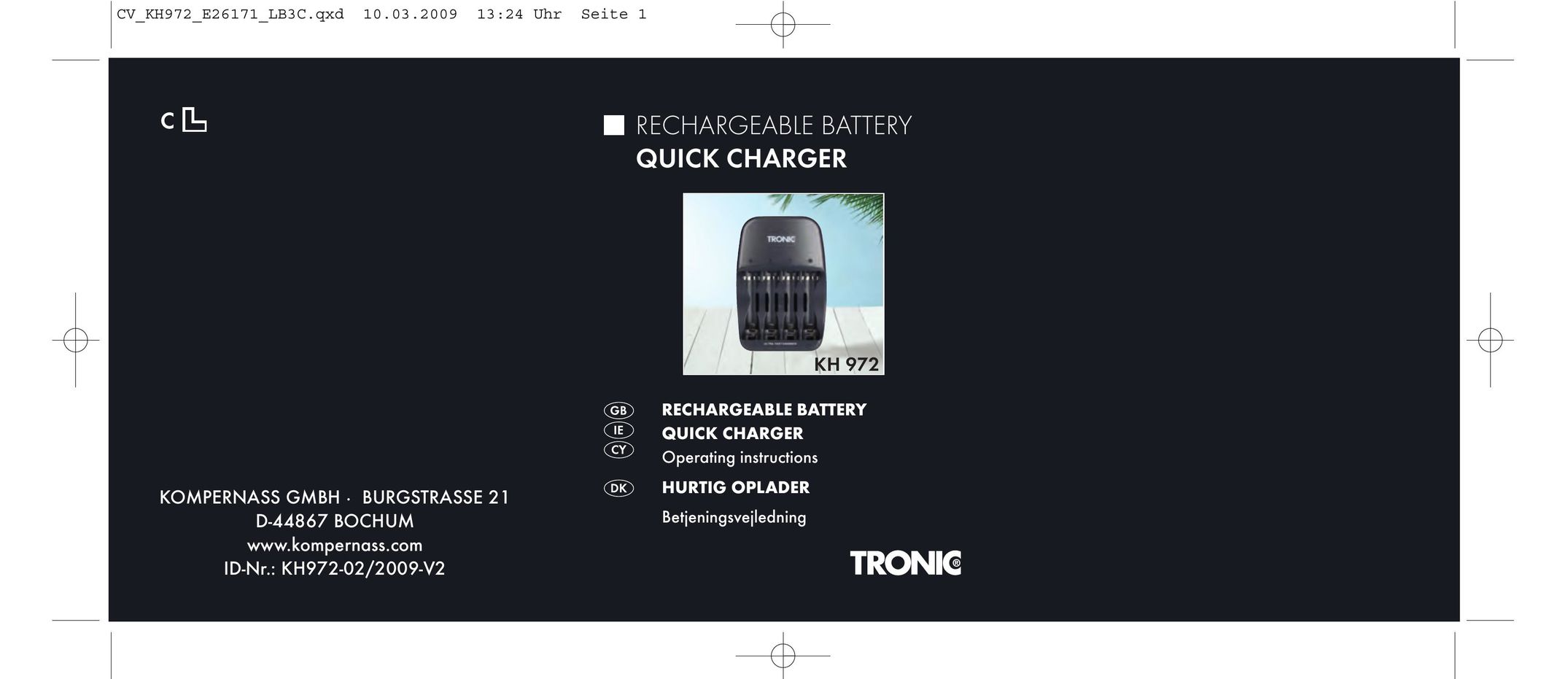 Kompernass KH 972 Battery Charger User Manual