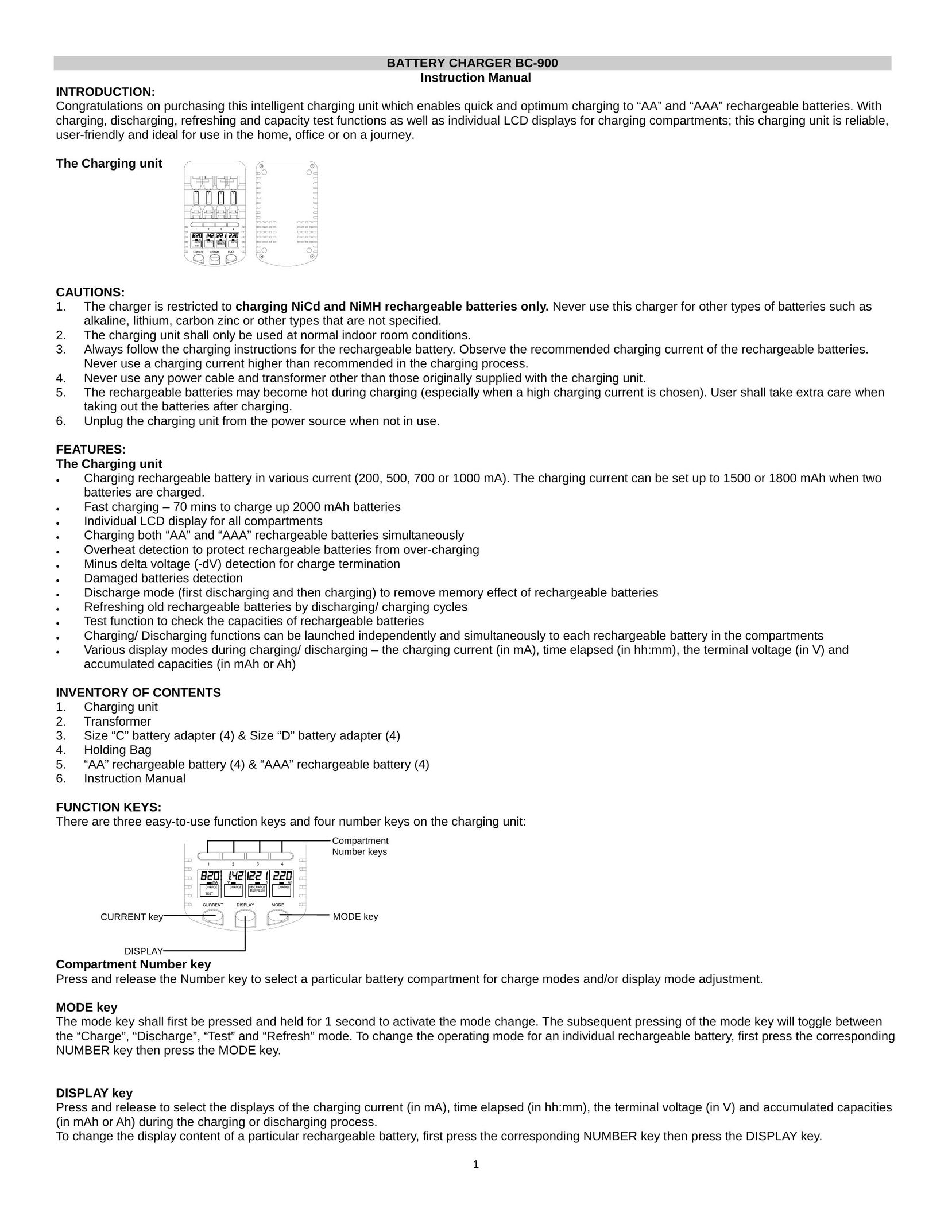 La Crosse Technology BC-900 Battery Charger User Manual