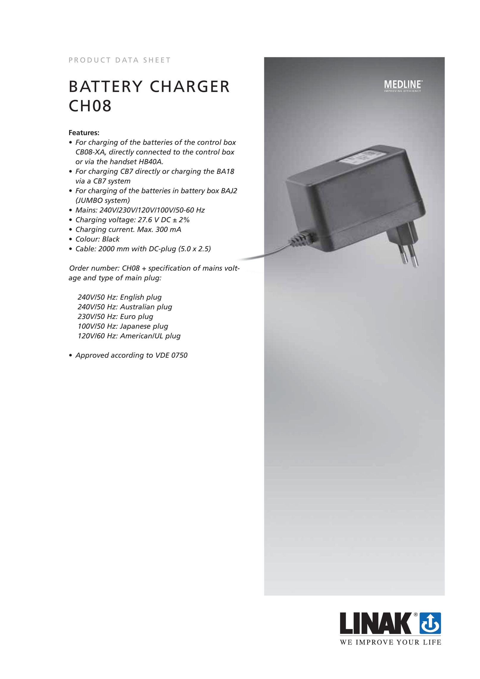 Linak CH08 Battery Charger User Manual