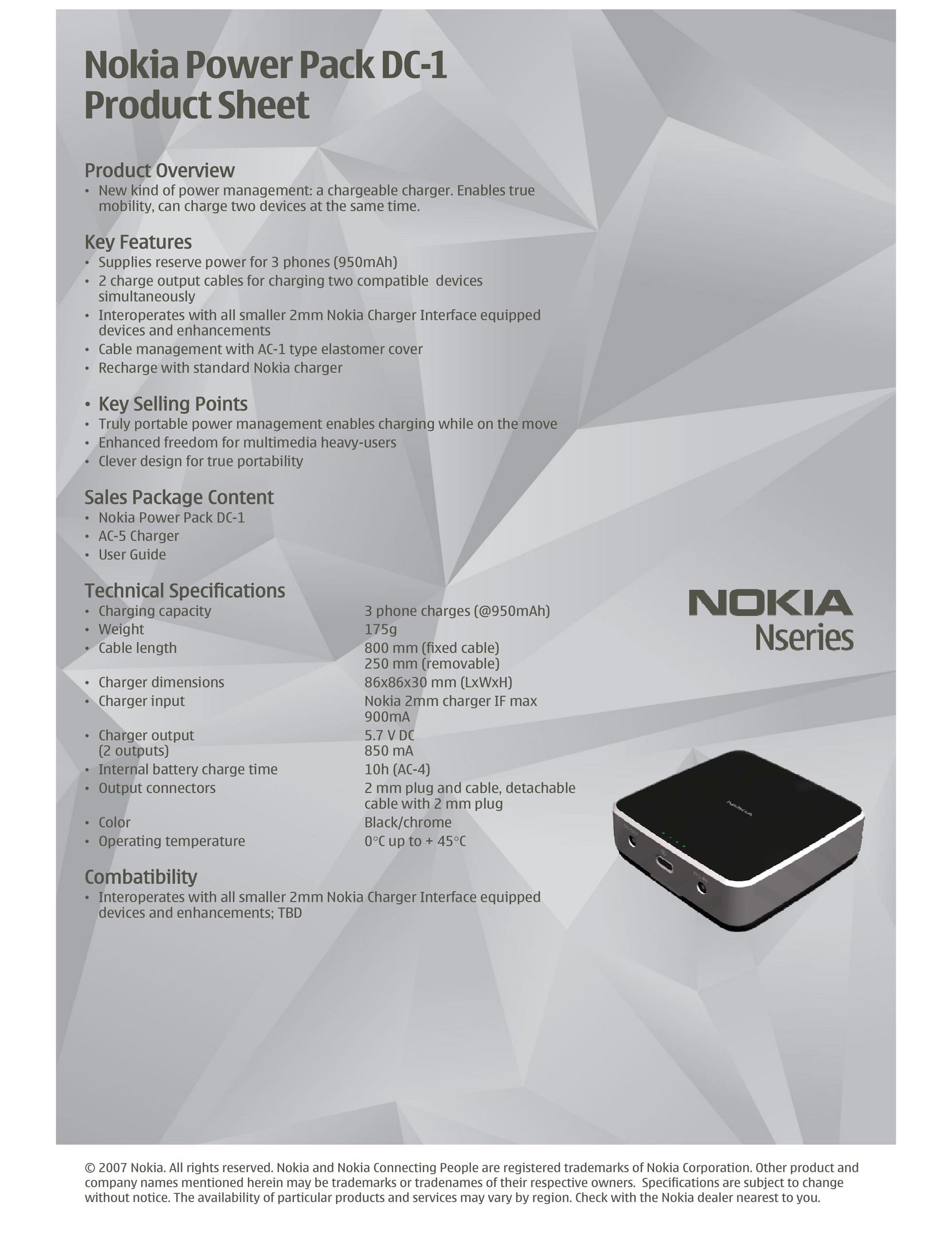 Nokia DDC 1 Battery Charger User Manual