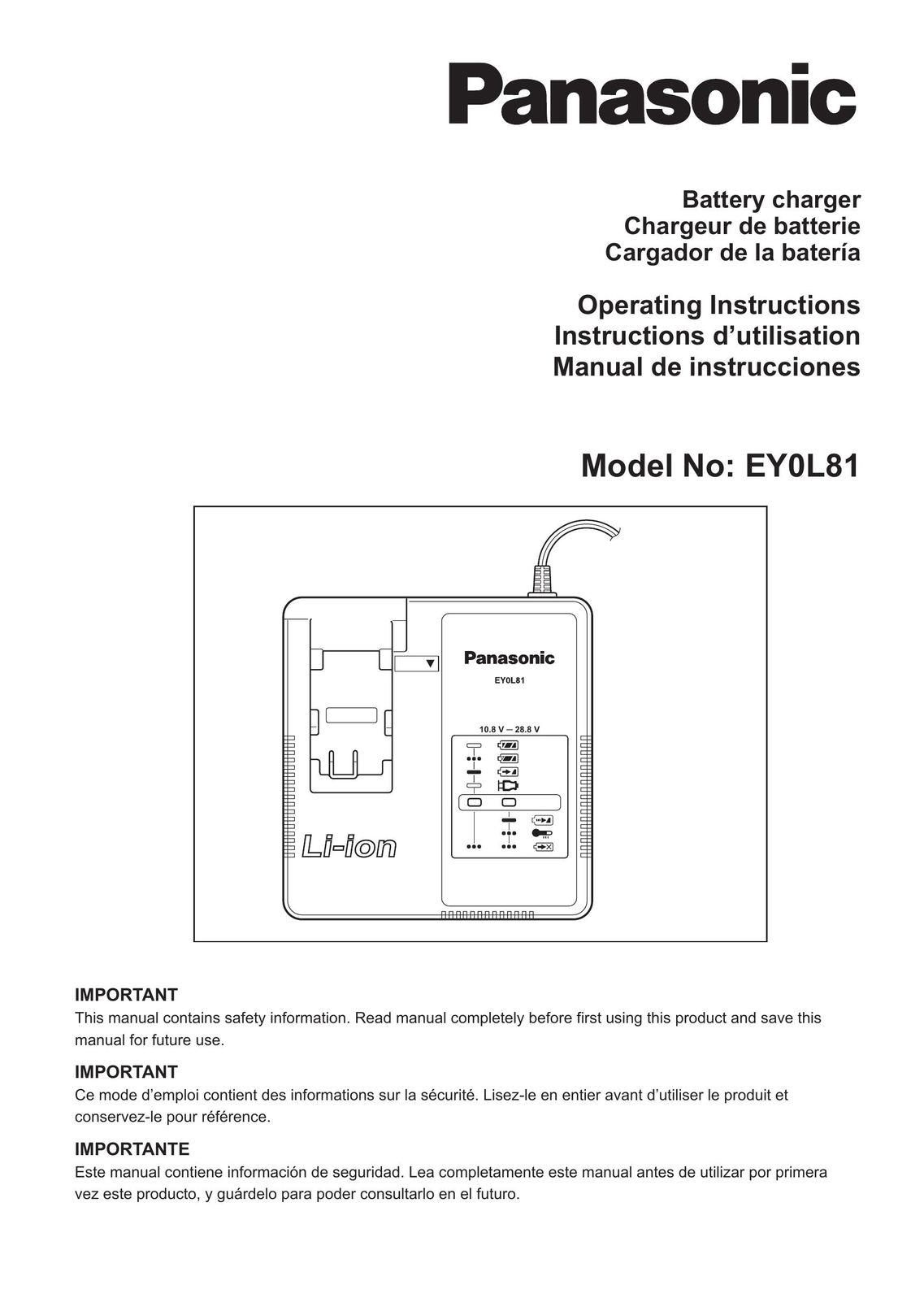 Panasonic EY0L81 Battery Charger User Manual